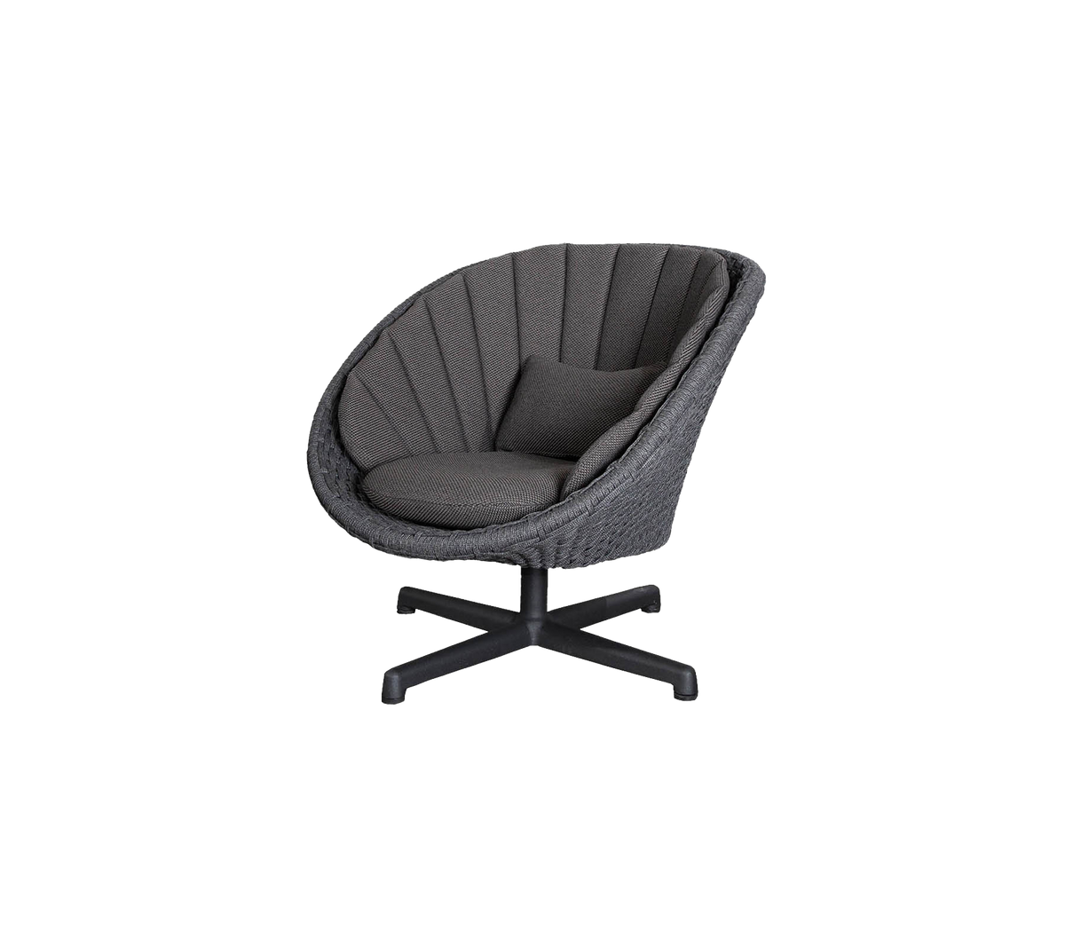 Silla contemporánea elegante con un diseño redondeado, que cuenta con tela texturizada y un cojín suave para mayor comodidad y soporte.
