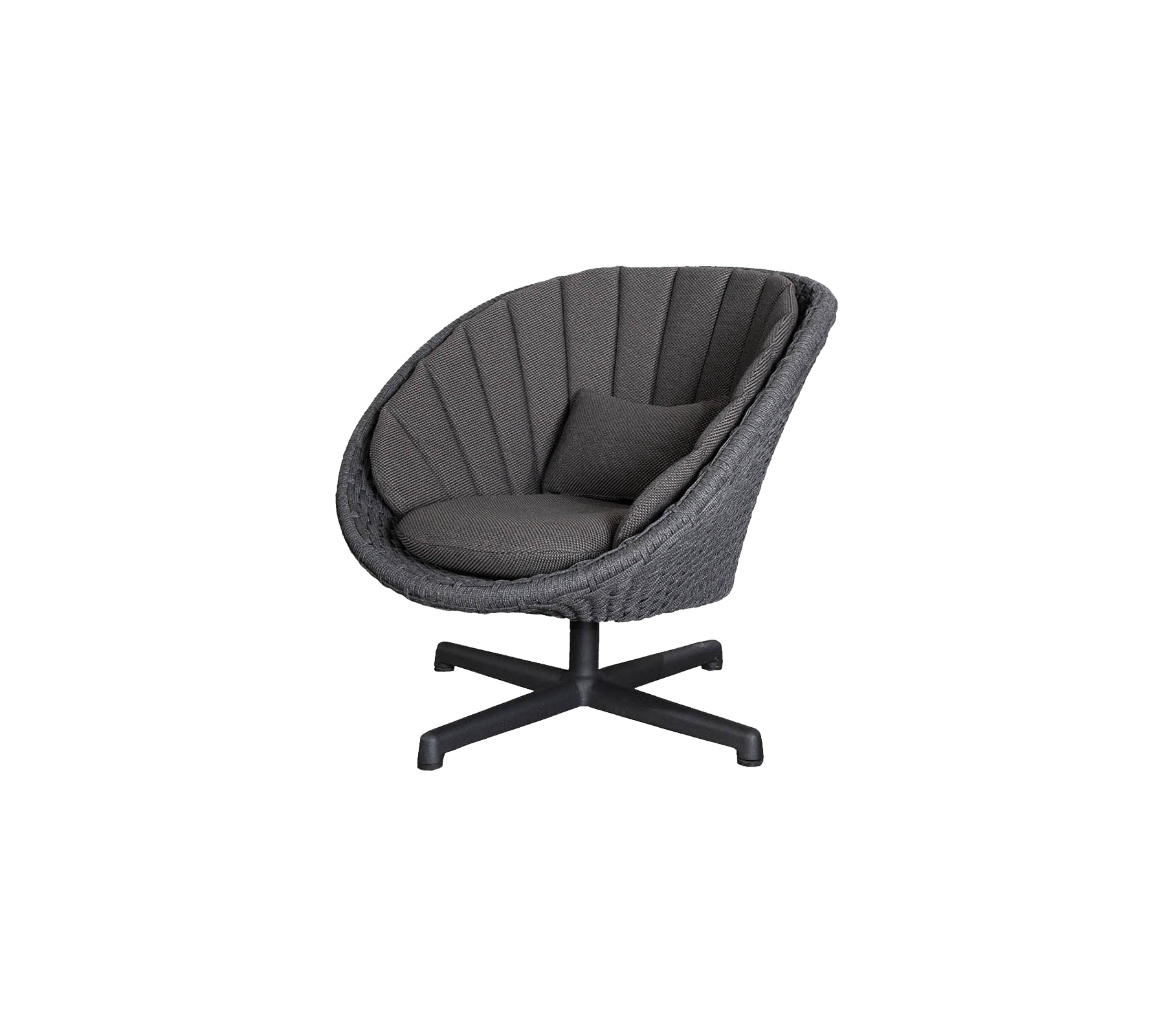 Silla contemporánea elegante con un diseño redondeado, que cuenta con tela texturizada y un cojín suave para mayor comodidad y soporte.