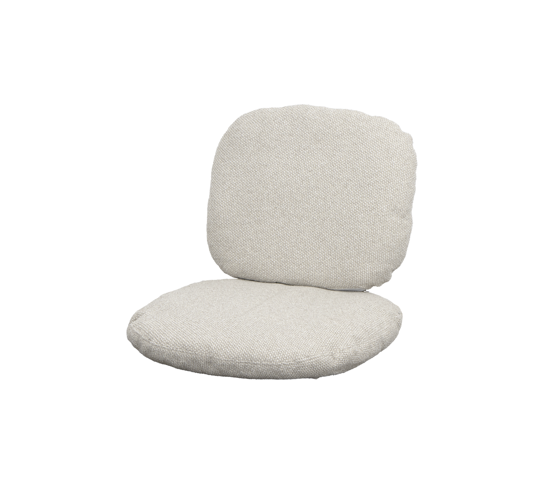 Un suave cojín beige con respaldo redondeado, diseñado para la comodidad y el asiento informal. Ideal para relajarse o descansar.