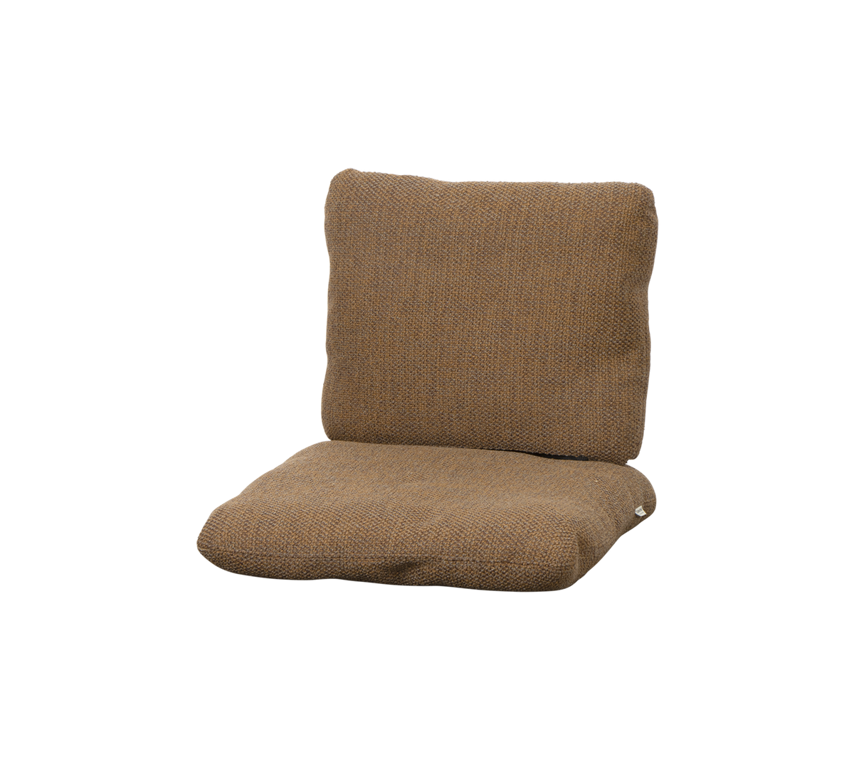 Juego de cojines en un cálido color marrón con una tela texturizada, que cuenta con un respaldo de apoyo y un asiento cómodo.