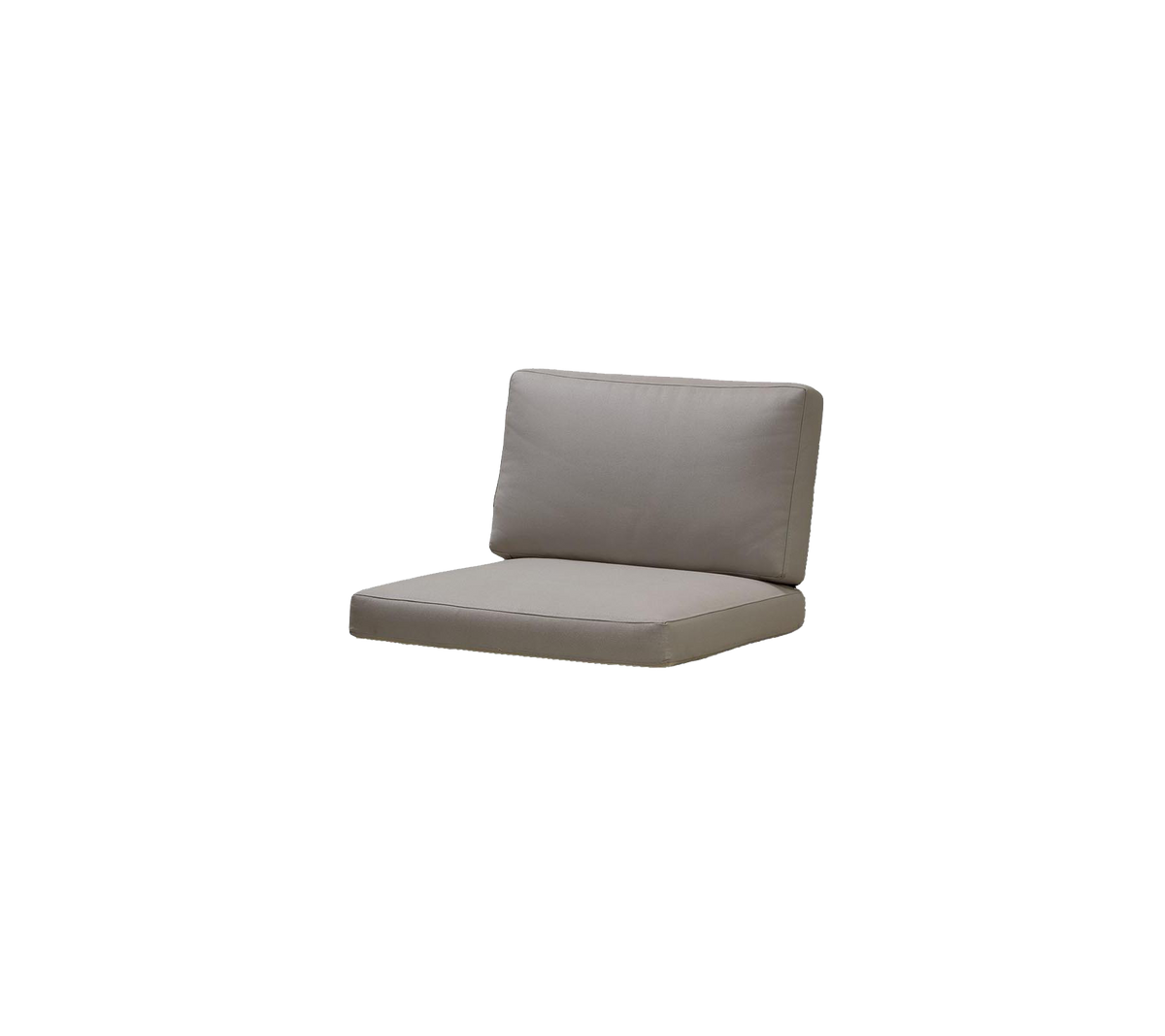 Cojín con un diseño simple y moderno que presenta un respaldo y un asiento gruesos en un color neutro. Perfecto para la comodidad y el estilo.