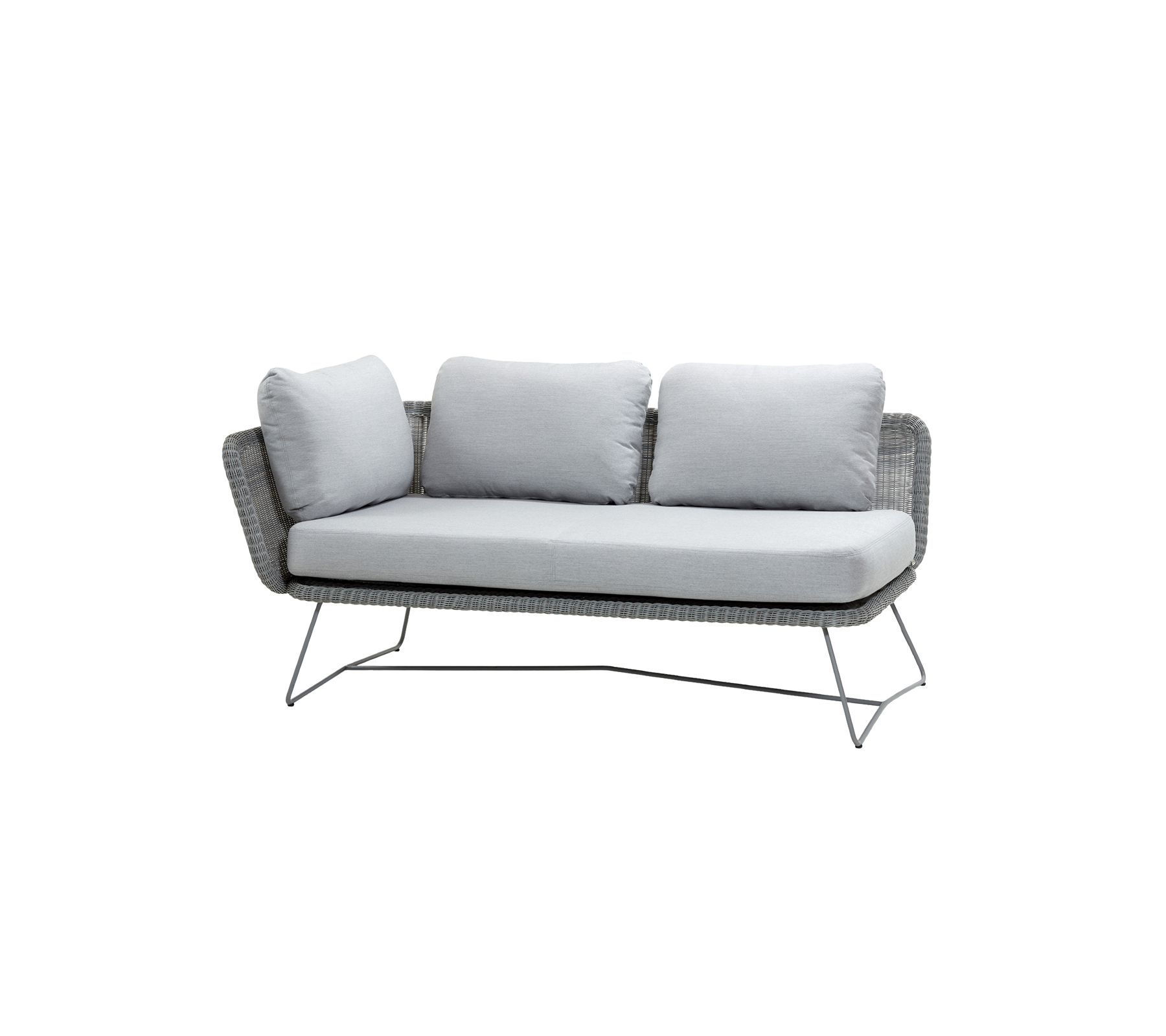 Sofá moderno con un elegante marco gris y suaves cojines gris claro, diseñado para confort y estilo. Ideal para cualquier espacio de relajación.