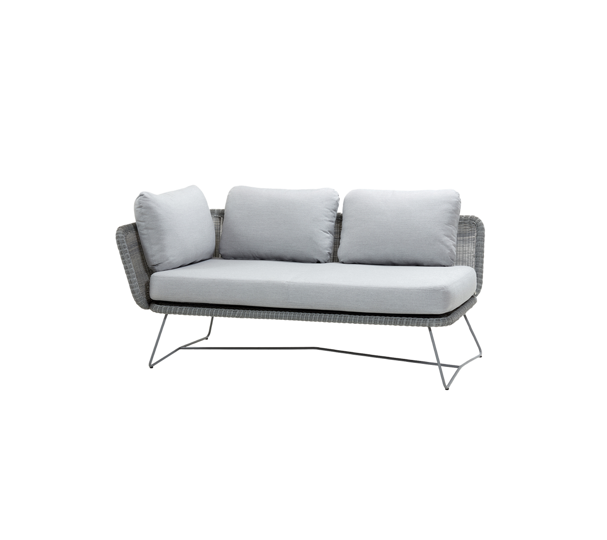 Sofá moderno con un elegante marco gris y suaves cojines gris claro, diseñado para confort y estilo. Ideal para cualquier espacio de relajación.