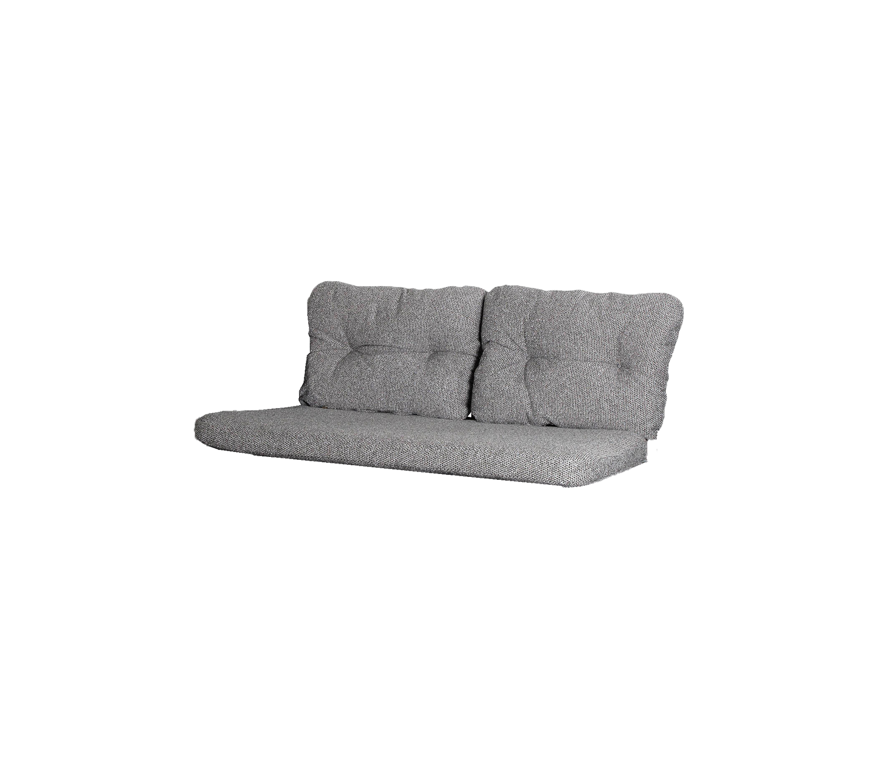 Sofá gris con un diseño capitoné, que presenta un estilo minimalista y líneas limpias, ideal para espacios de vida modernos.