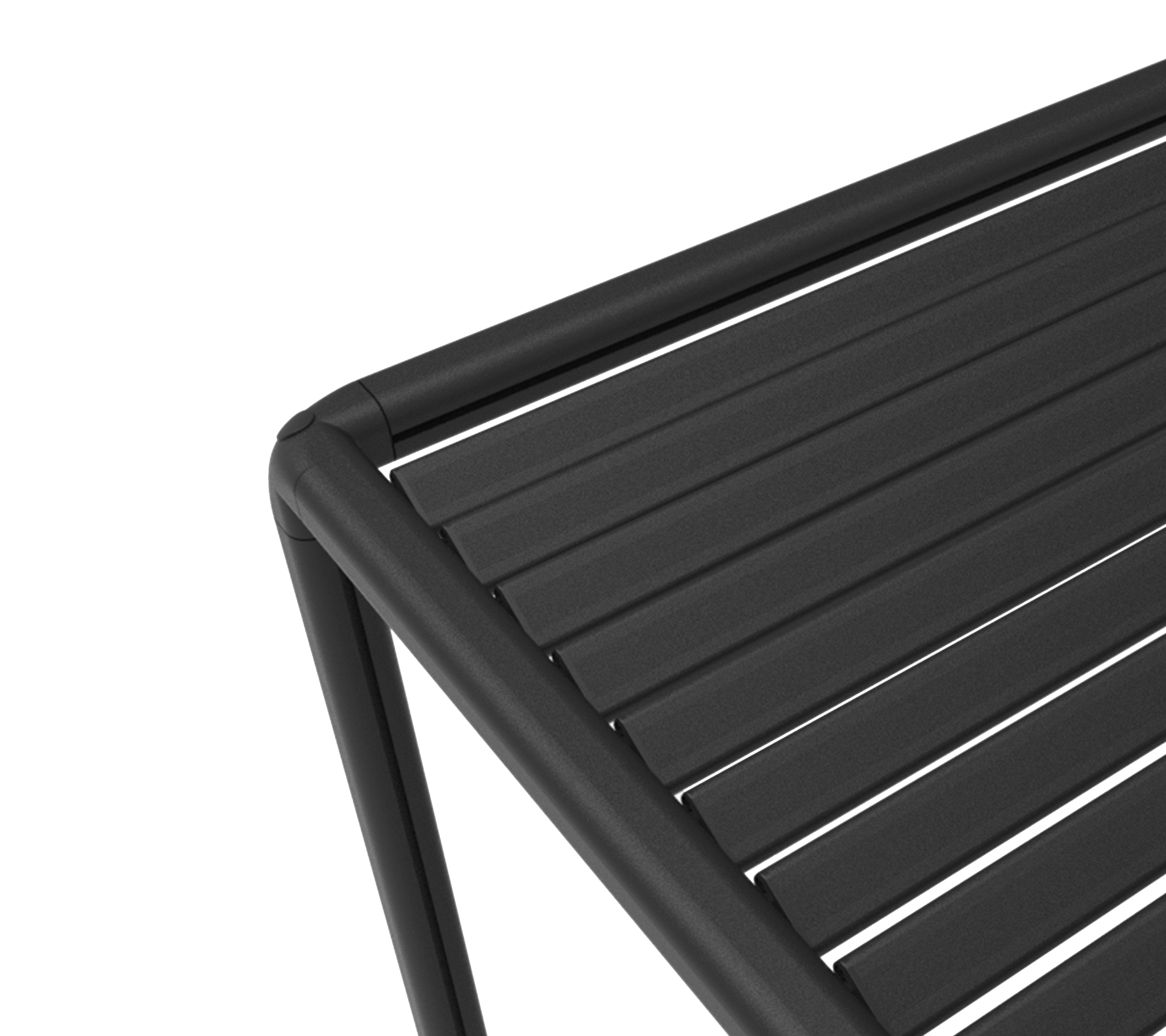 Vista en primer plano de una pieza de mobiliario moderna y elegante con una superficie a rayas y un armazón resistente, ideal para entornos contemporáneos.