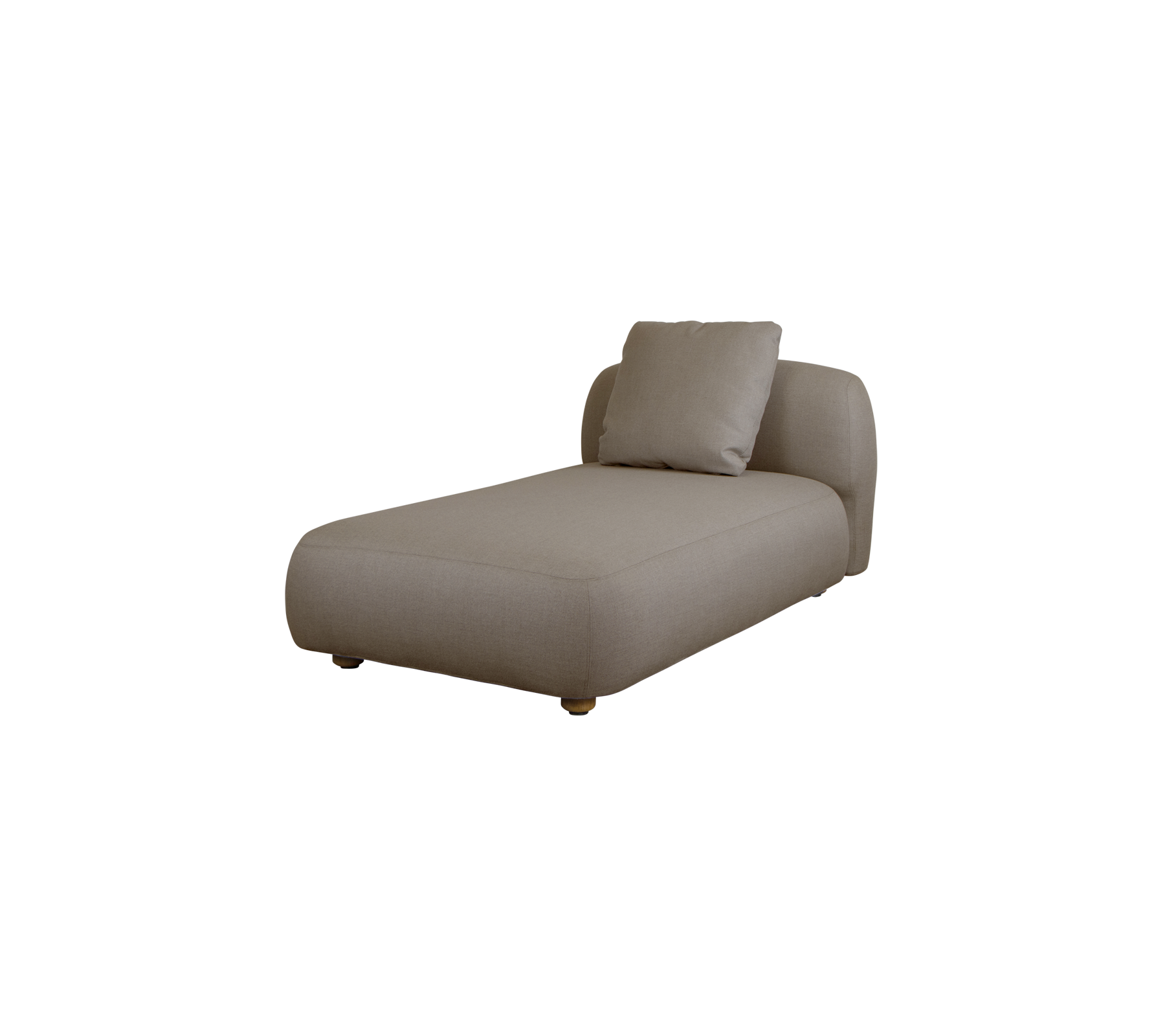 Chaise longue contemporánea en una tela neutra, con un diseño elegante y minimalista y un cojín acolchado para mayor comodidad.