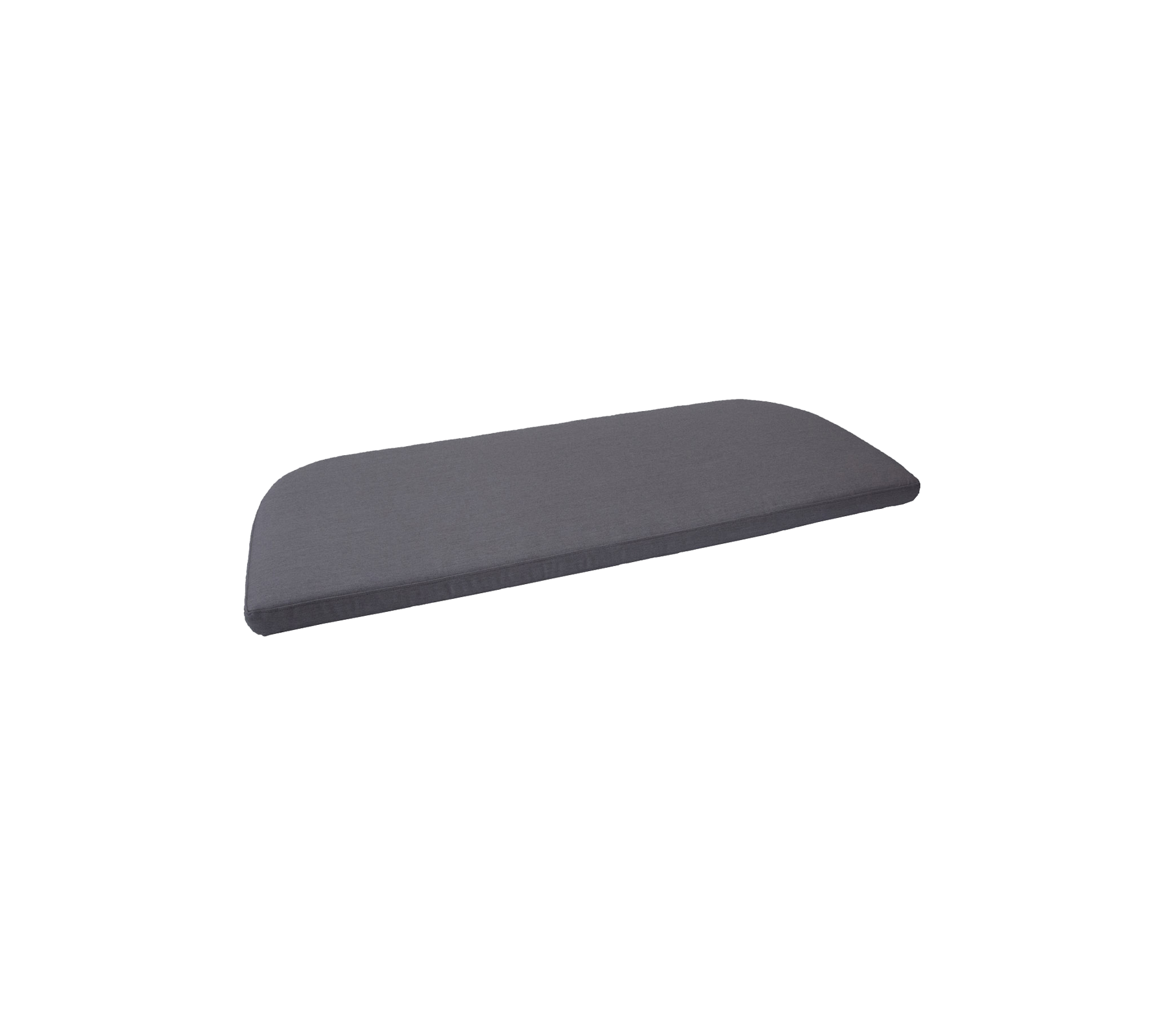 Cojín de espuma gris con forma curvada, diseñado para comodidad y soporte. Apto para diversas aplicaciones y estilos de muebles.