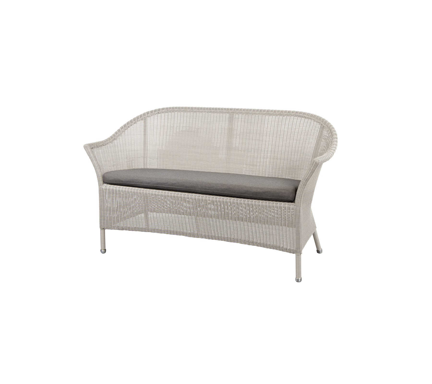 Sofá loveseat elegante y tejido con un suave cojín gris, diseñado para brindar comodidad y estilo en cualquier disposición de asientos.