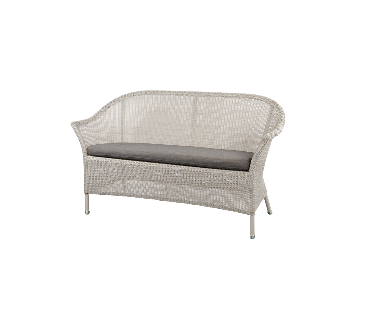 Sofá loveseat elegante y tejido con un suave cojín gris, diseñado para brindar comodidad y estilo en cualquier disposición de asientos.