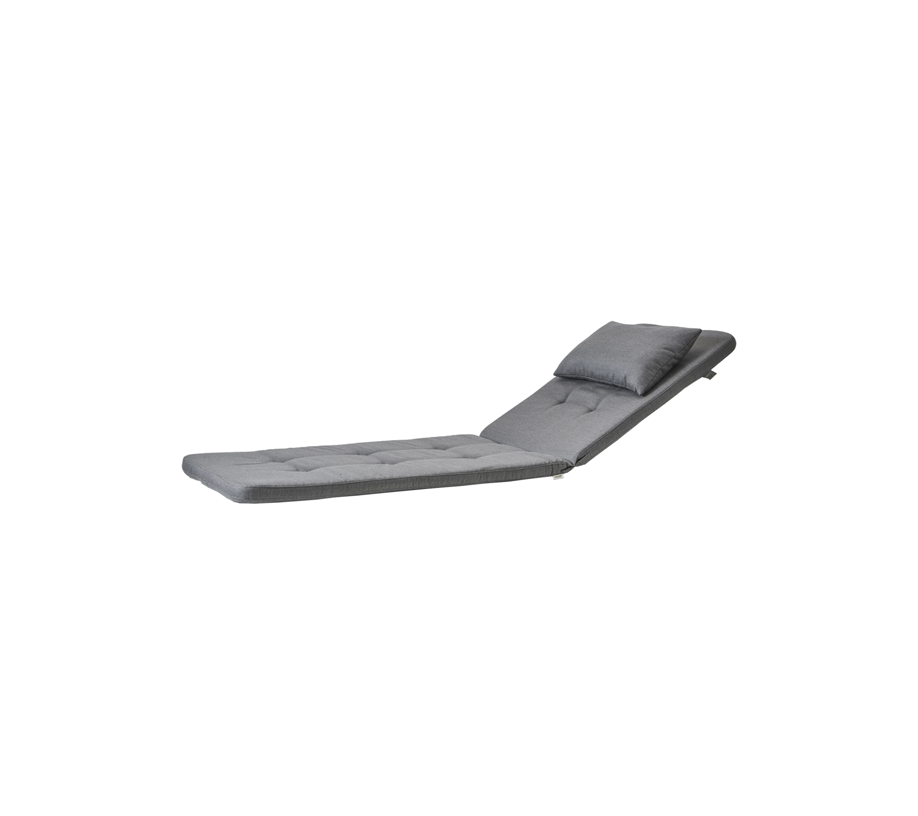 Sofá chaise longue ajustable y elegante en una moderna tela gris, con un diseño acolchado y un cómodo reposacabezas. Perfecto para relajarse.
