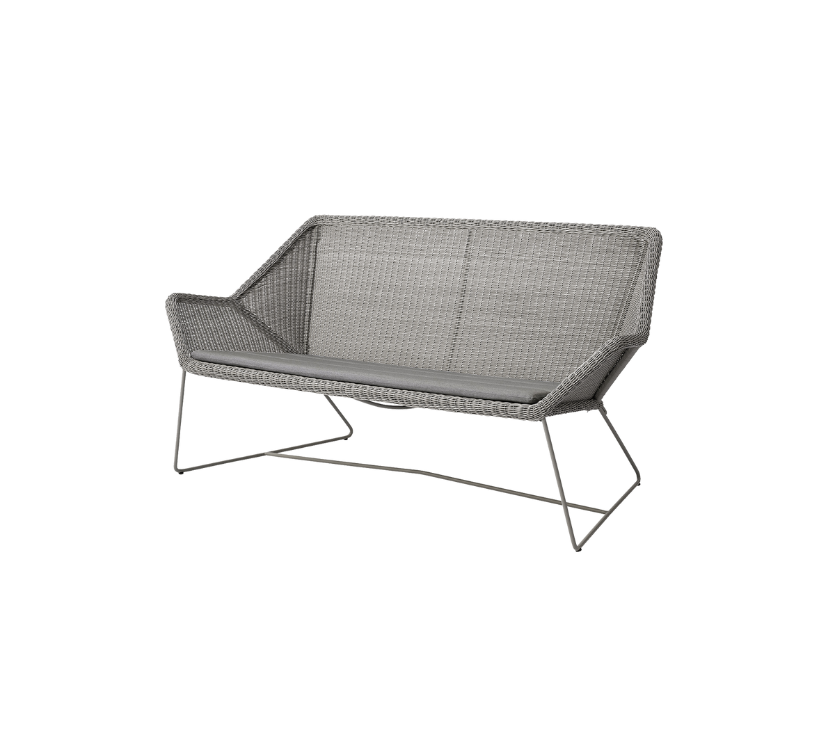 Sofá de dos plazas elegante con un diseño moderno que presenta una textura tejida y patas de metal esbeltas, perfecto para la relajación y el atractivo estético.