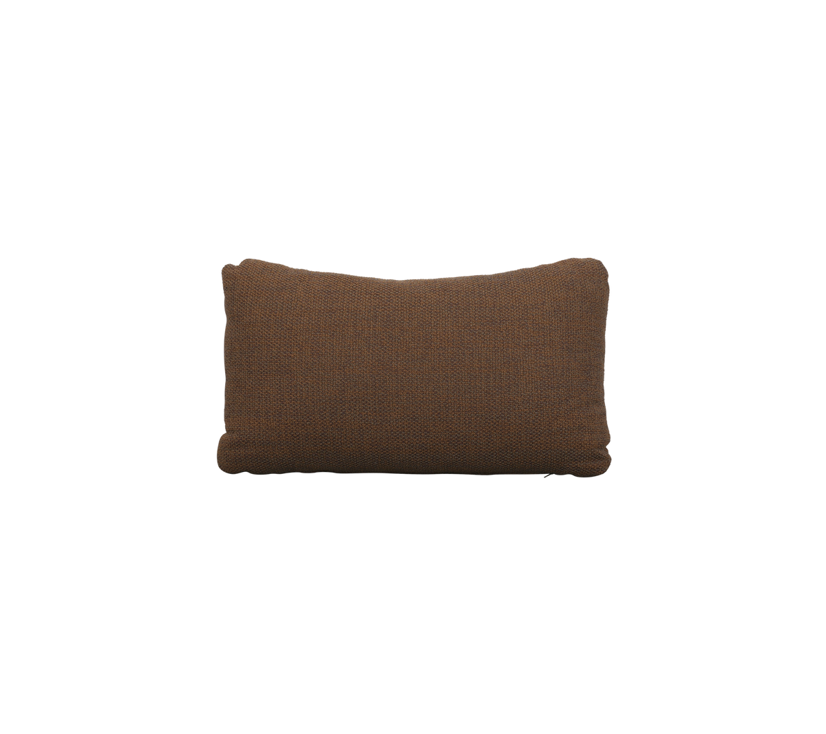 Cojín rectangular marrón con bordes redondeados, que presenta un diseño de tela texturizada. Ideal para añadir comodidad y estilo a cualquier espacio.