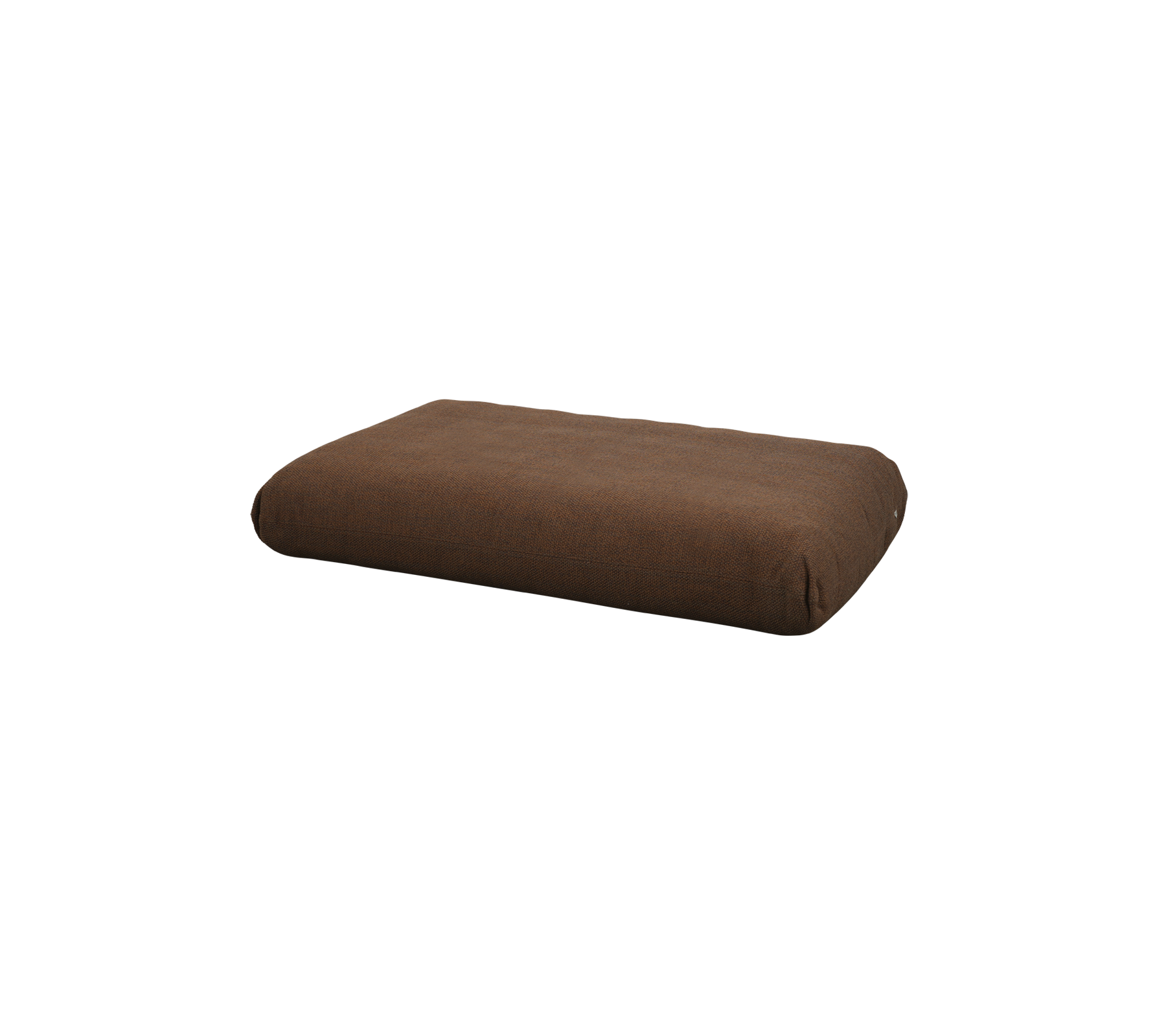 Cojín rectangular marrón con una textura suave, ideal para la comodidad y la relajación.