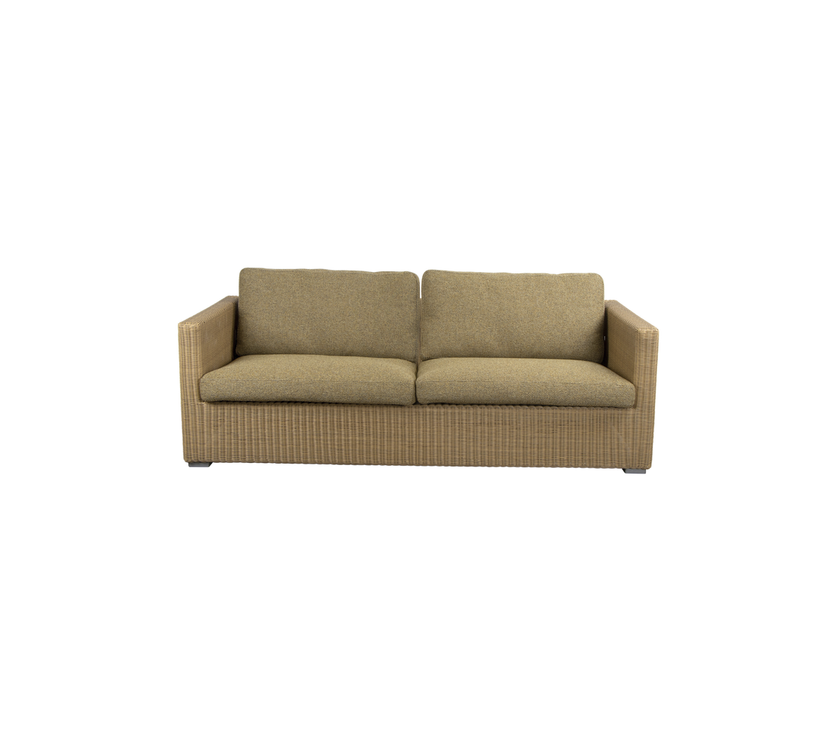 Sofá contemporáneo y acogedor con un diseño de tela texturizada y cojines mullidos, perfecto para relajarse y disfrutar de la comodidad en cualquier espacio.