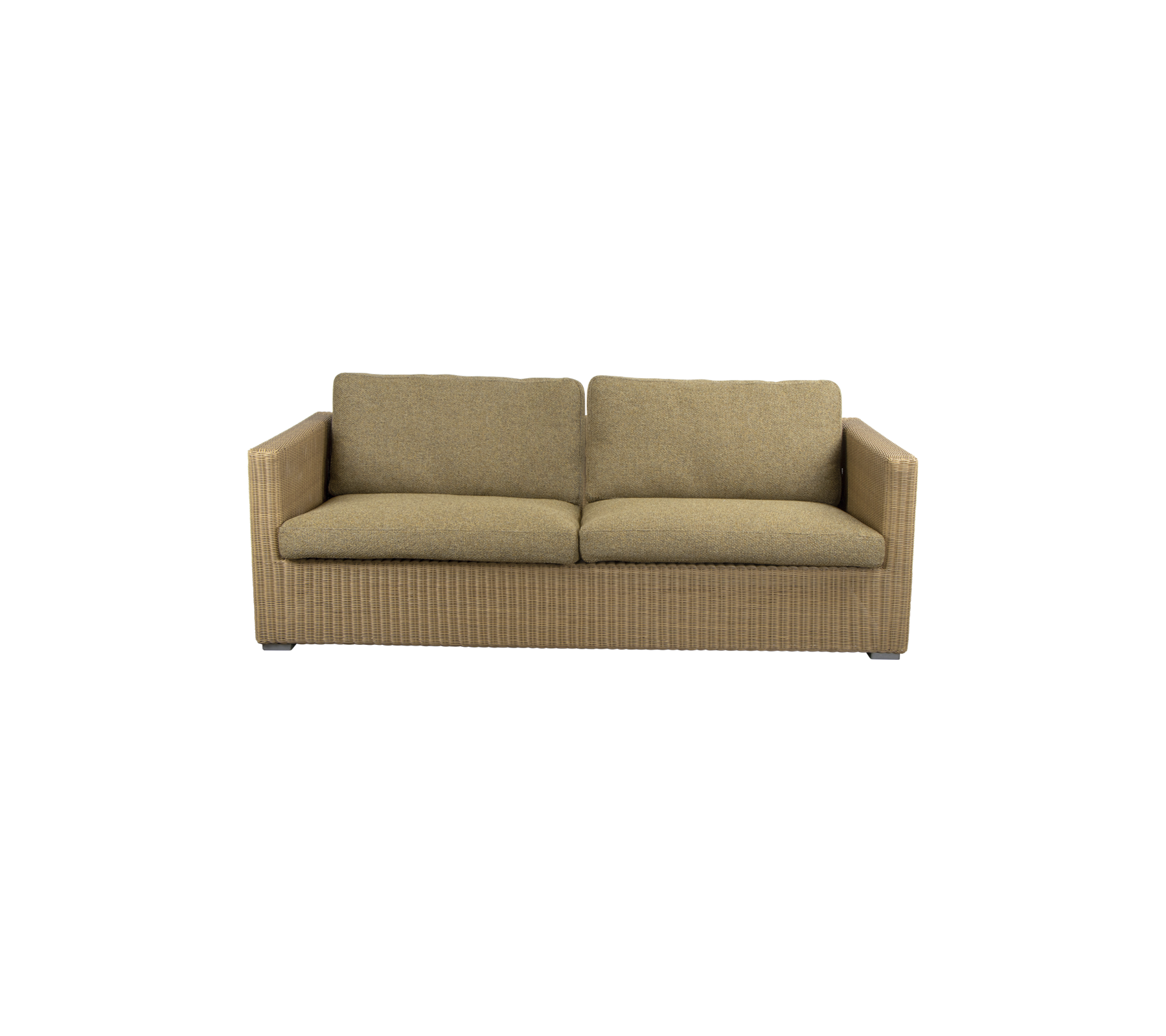 Sofá contemporáneo y acogedor con un diseño de tela texturizada y cojines mullidos, perfecto para relajarse y disfrutar de la comodidad en cualquier espacio.