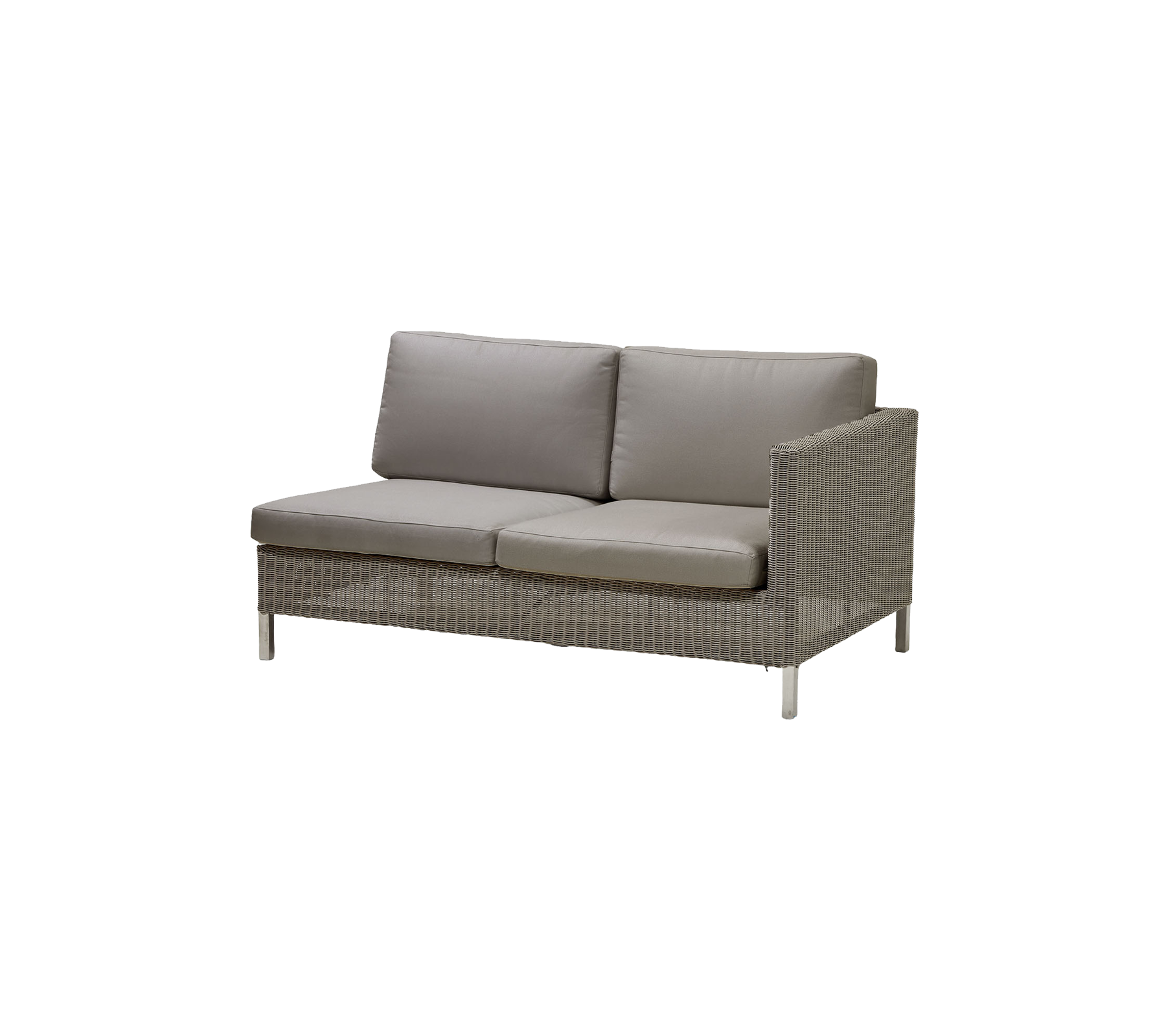 Sofá moderno de dos plazas con un marco texturizado y cojines grises suaves para comodidad y estilo. Perfecto para relajarse.