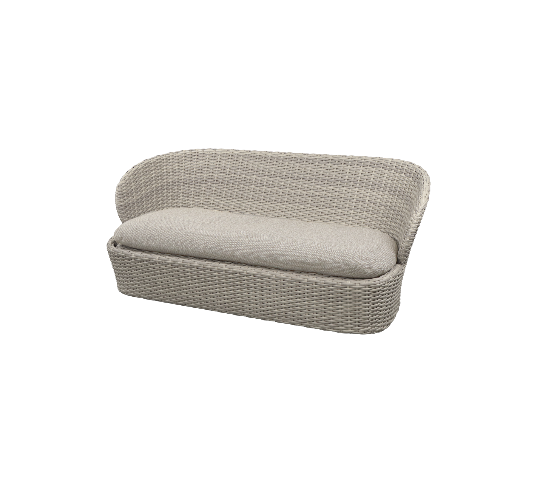 Sofá elegante de dos plazas con diseño tejido y cojín suave, perfecto para asientos cómodos en cualquier entorno.