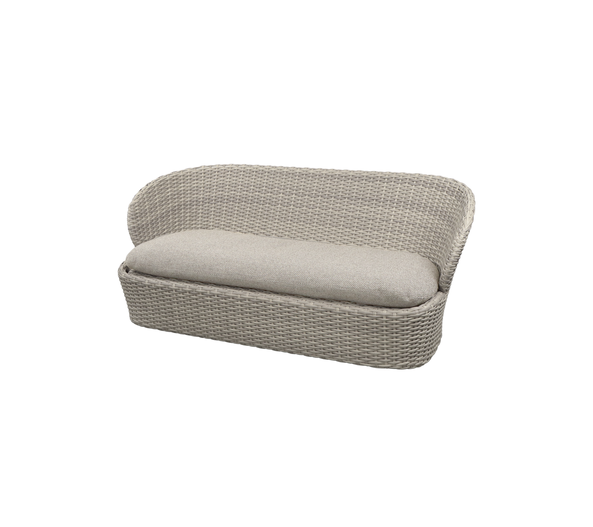 Sofá elegante de dos plazas con diseño tejido y cojín suave, perfecto para asientos cómodos en cualquier entorno.