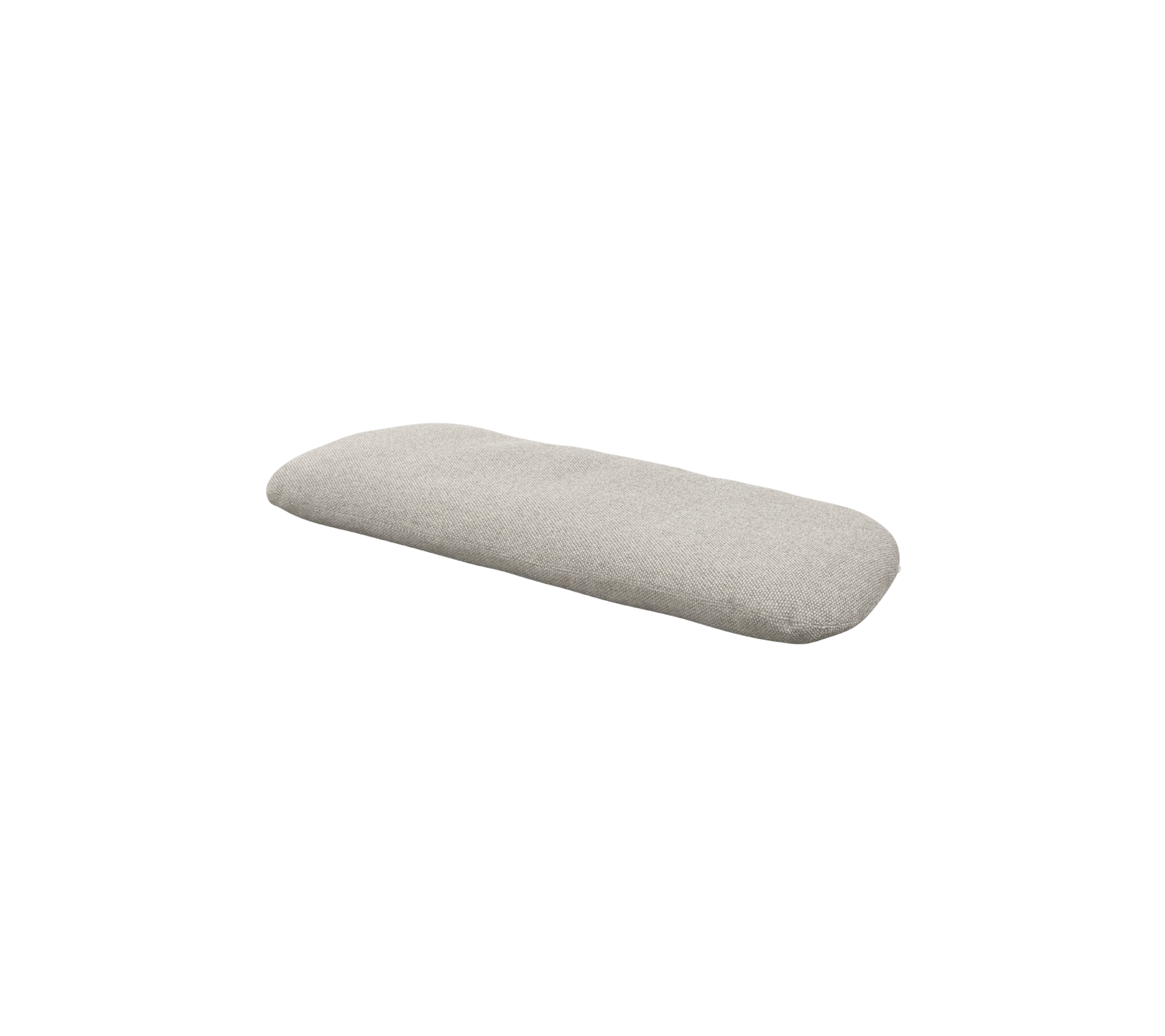 Cojín rectangular de una tela gris claro, con una superficie suave y una textura sutil, diseñado para comodidad y estilo.