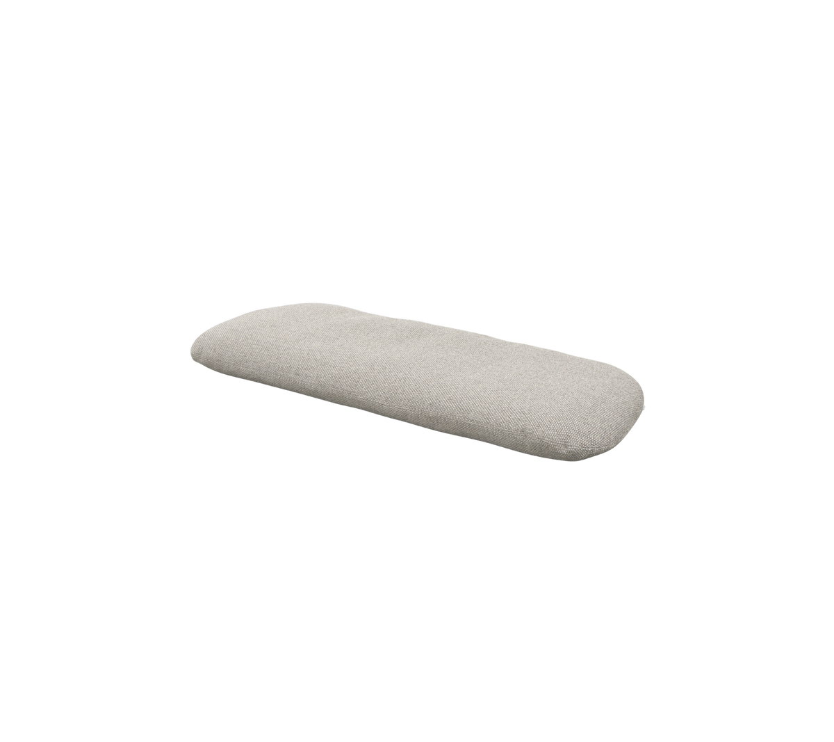 Cojín rectangular de una tela gris claro, con una superficie suave y una textura sutil, diseñado para comodidad y estilo.