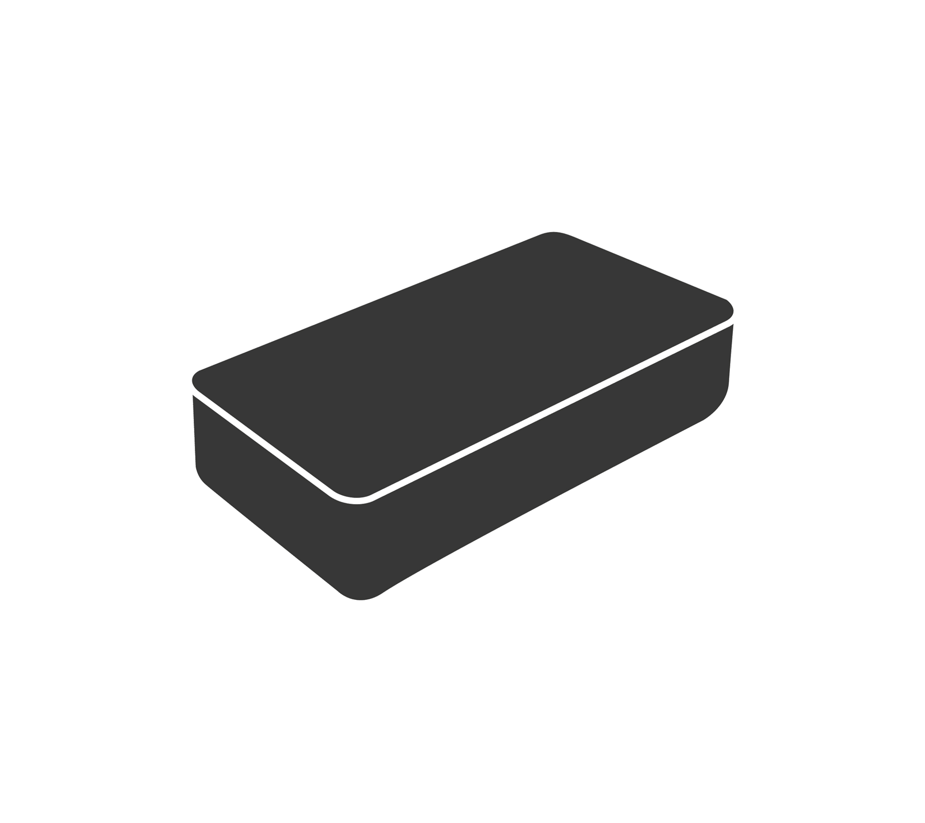 Contenedor rectangular negro con tapa, adecuado para almacenamiento o organización.