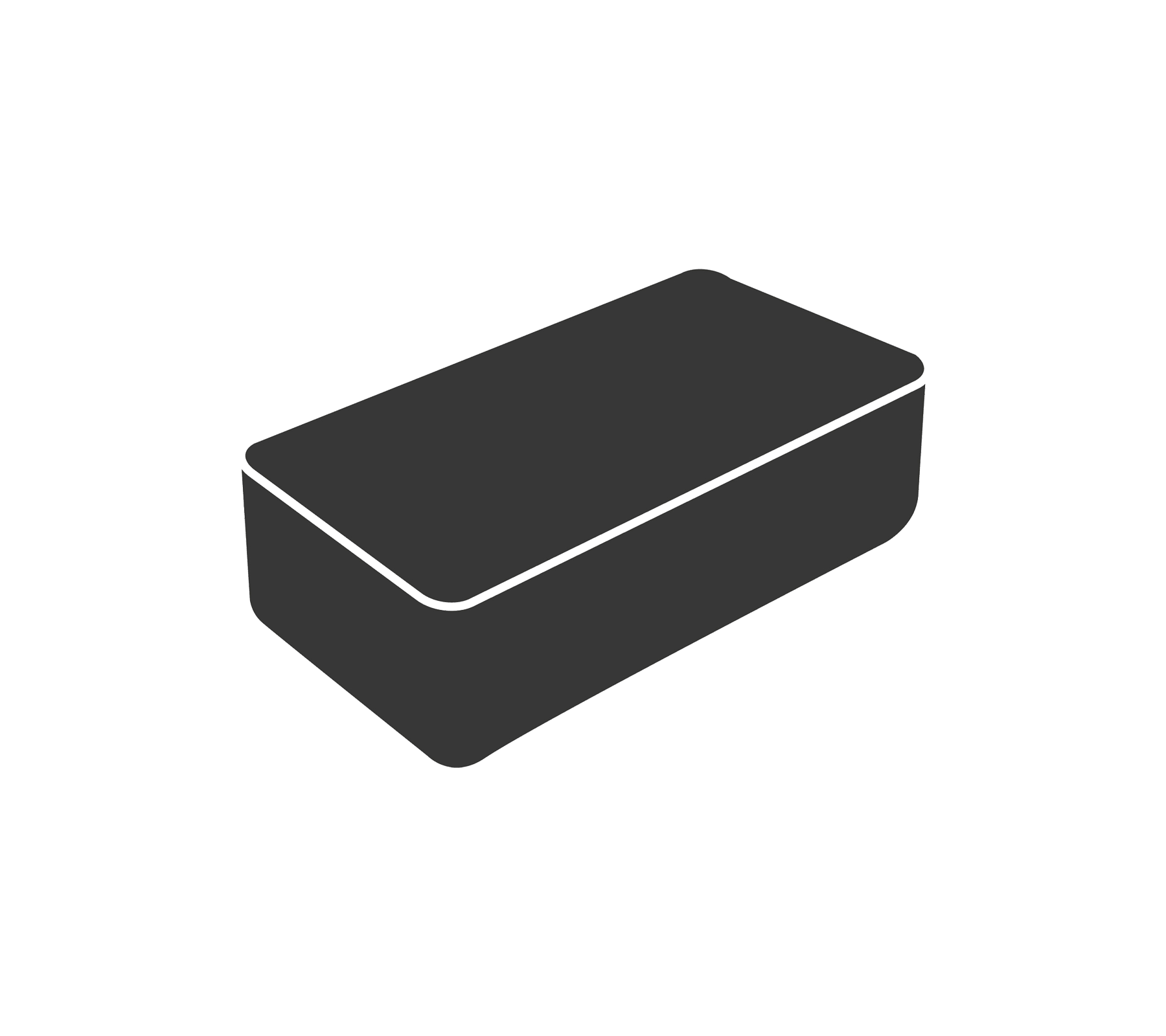 Caja de almacenamiento rectangular negra con tapa plana, diseñada para organizar varios objetos de manera eficiente.