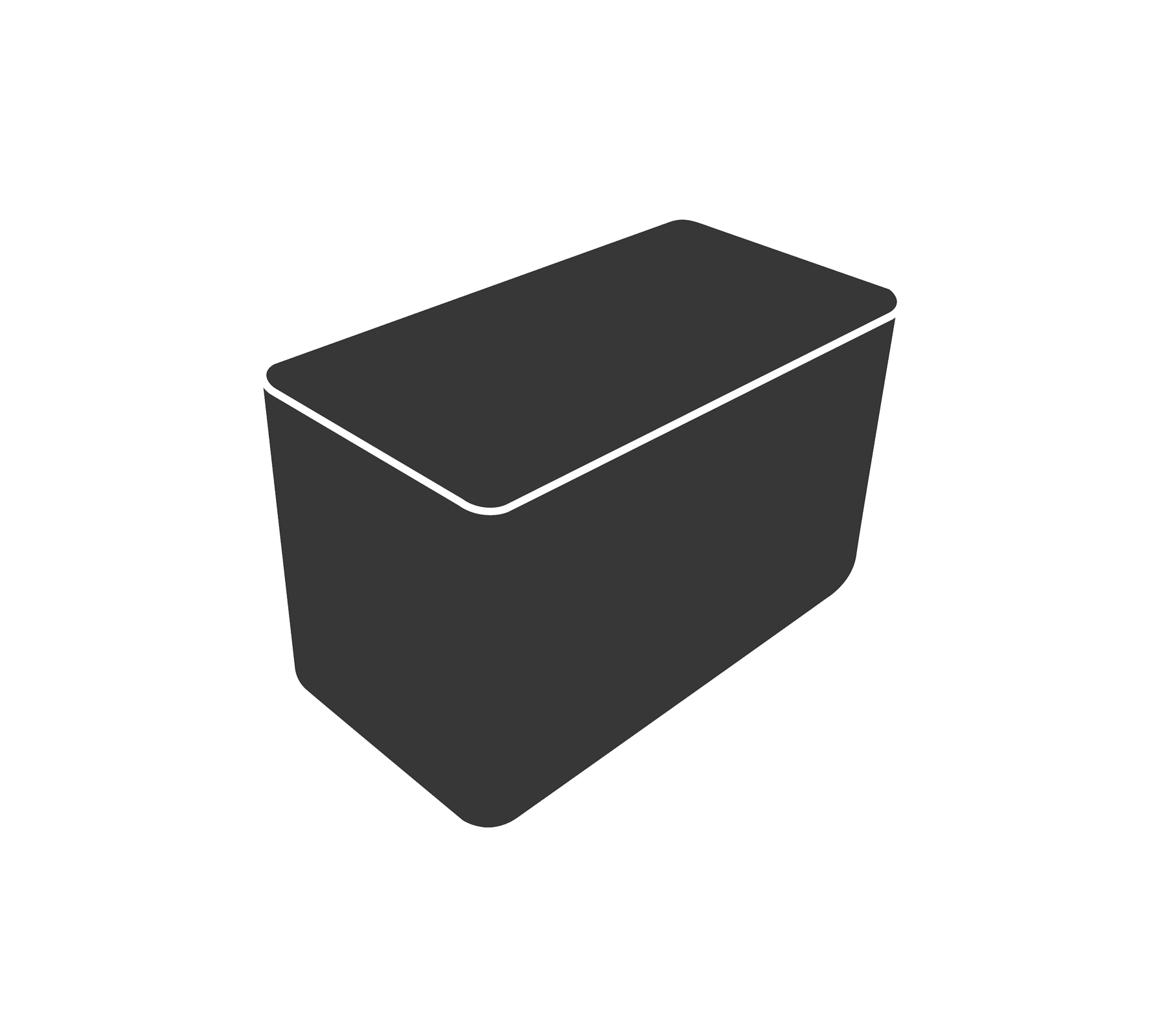 Contenedor de almacenamiento gris con forma rectangular y tapa ajustada, adecuado para organizar varios artículos o materiales.