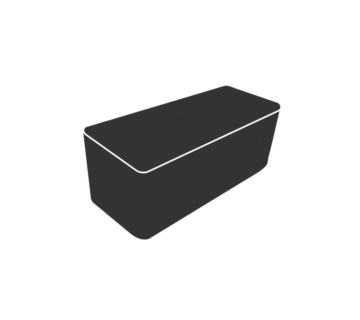 Contenedor rectangular con una superficie lisa y una tapa plana, diseñado para un almacenamiento versátil.
