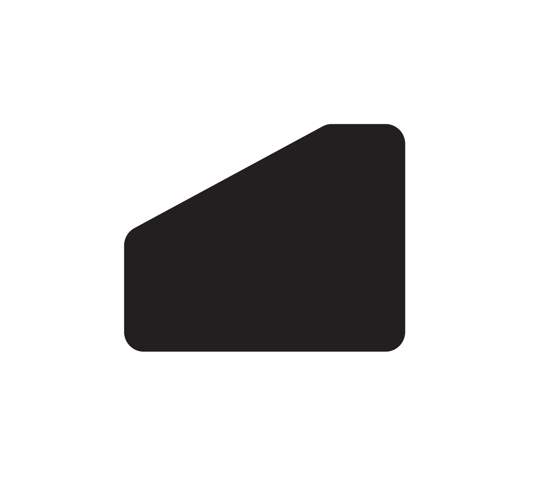 Forma negra abstracta con un diseño angular único.