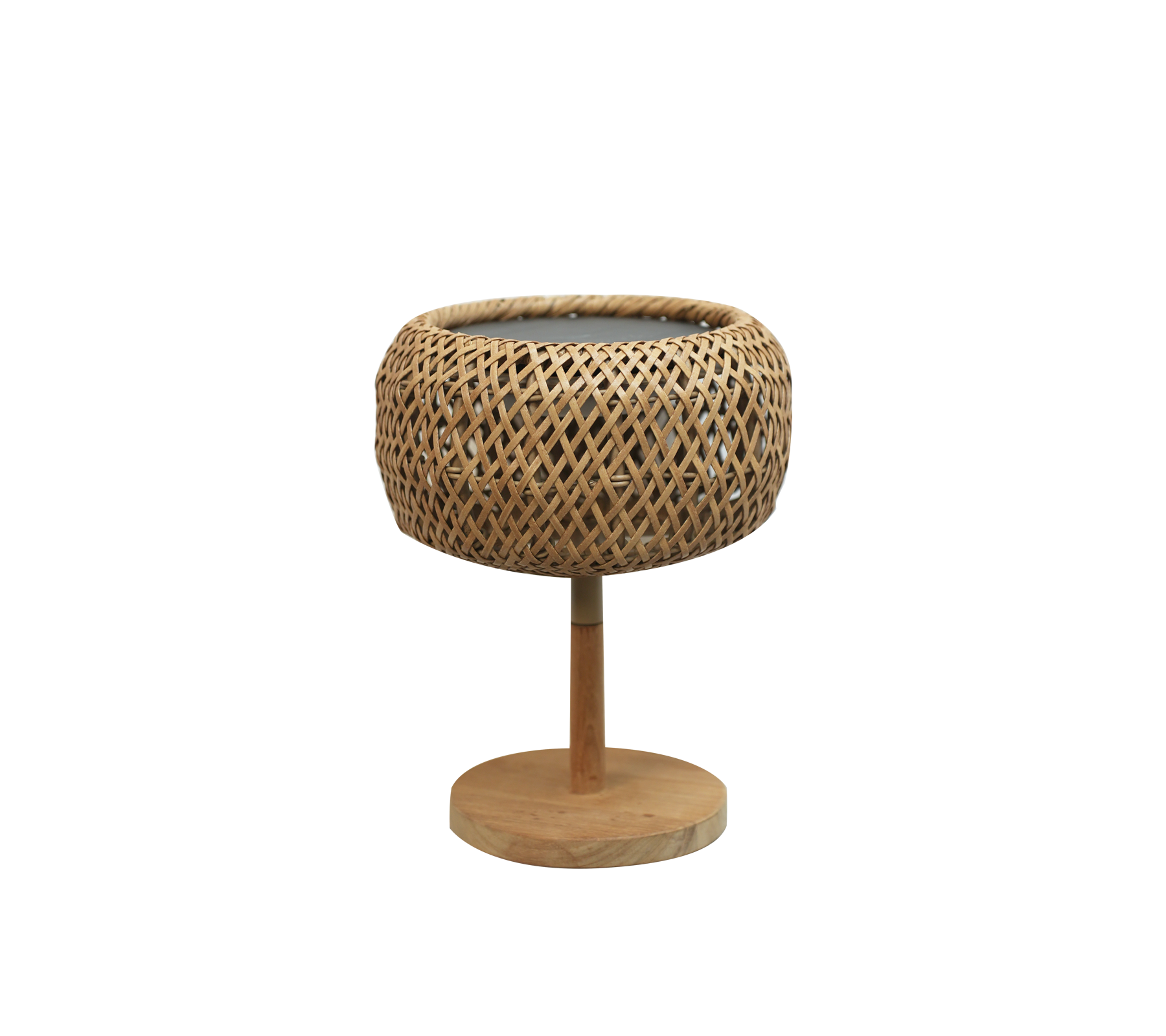 Maceta natural moderna con un diseño trenzado y base redonda.