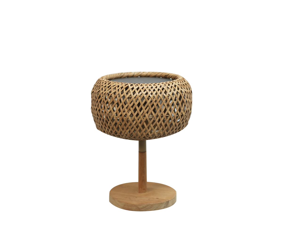 Maceta natural moderna con un diseño trenzado y base redonda.