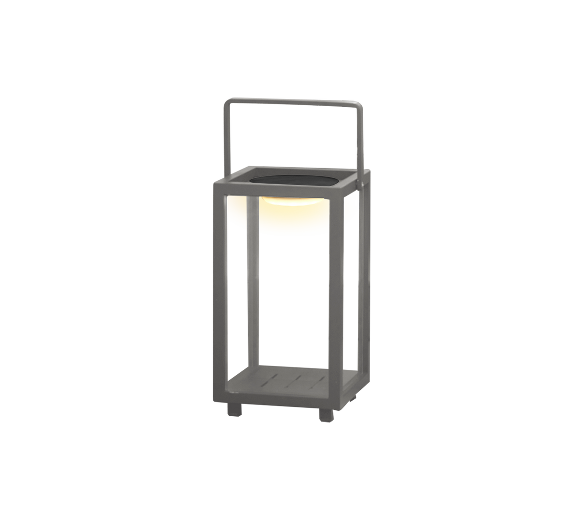 Una linterna LED moderna con un diseño elegante y un asa, que proporciona una iluminación estilizada en cualquier entorno.