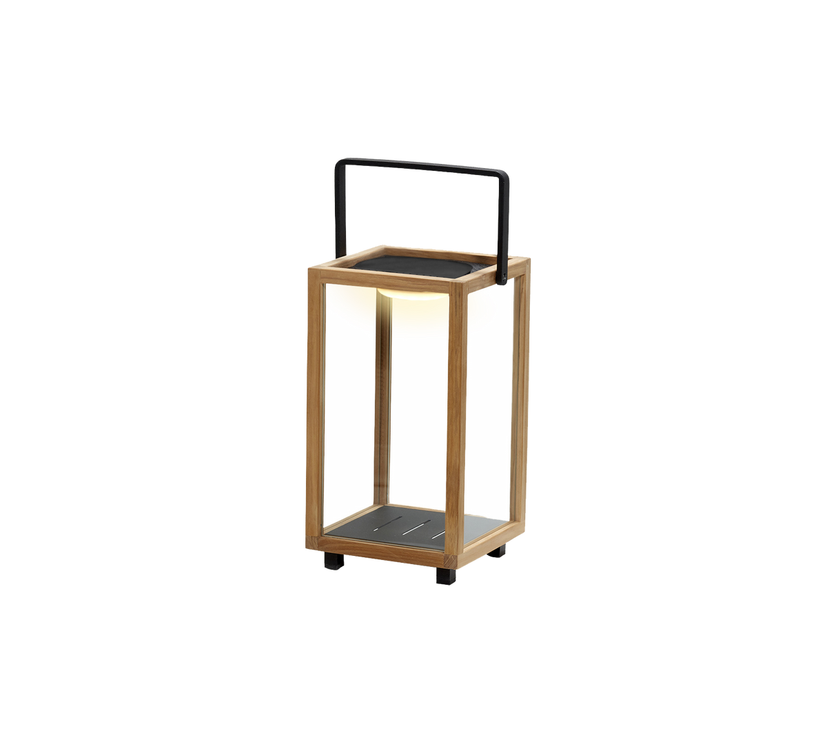 Una lámpara elegante de madera y metal, con una luz LED integrada en el diseño, perfecta para añadir ambiente.
