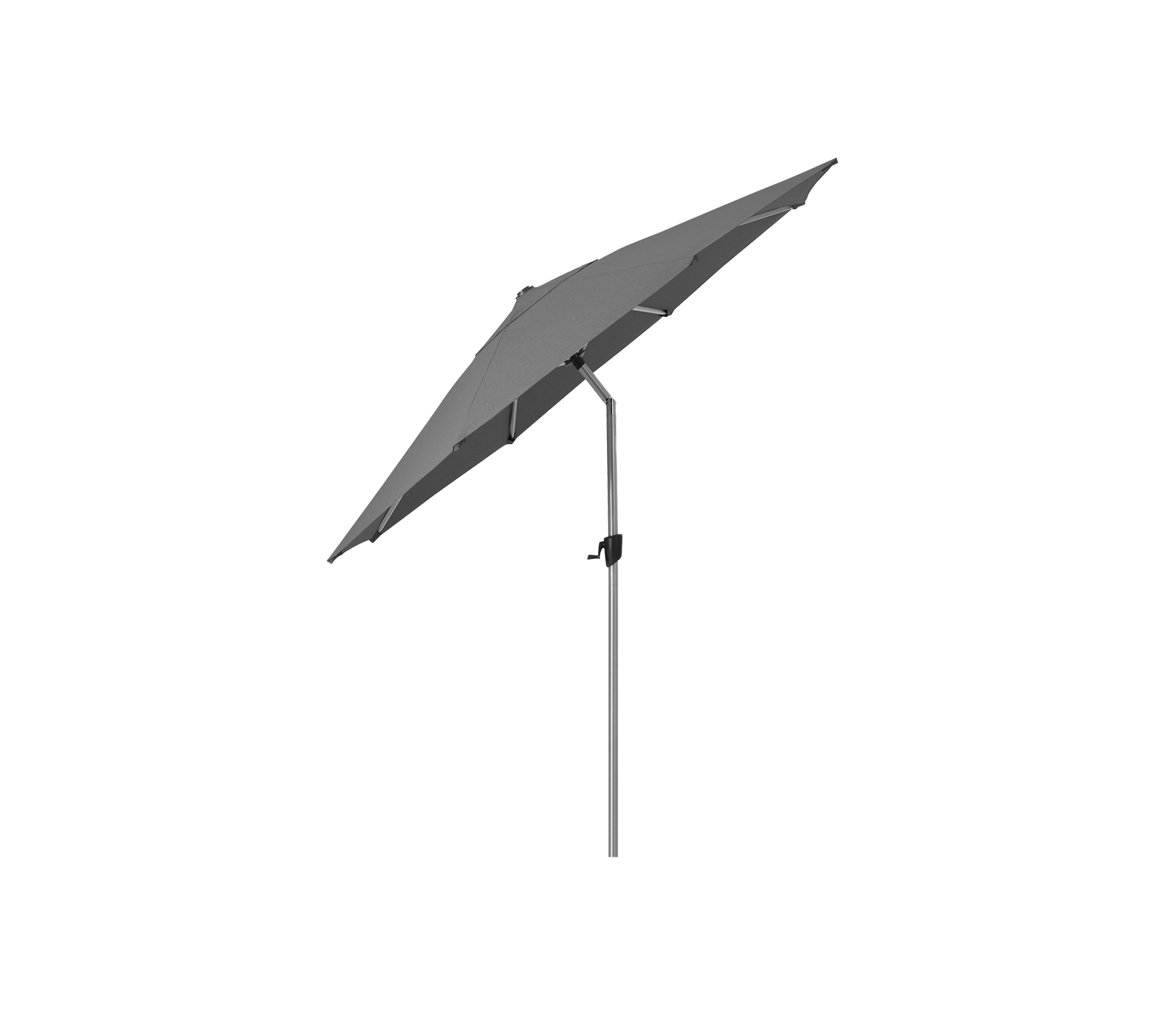 Un paraguas elegante y moderno con un toldo rectangular sostenido por un poste delgado, diseñado para dar sombra y refugio.