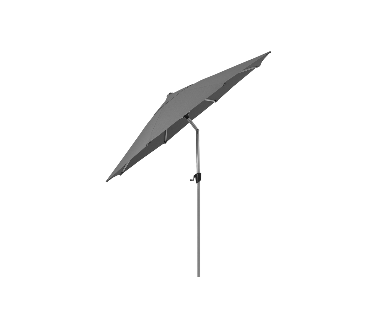 Un paraguas elegante y moderno con un toldo rectangular sostenido por un poste delgado, diseñado para dar sombra y refugio.