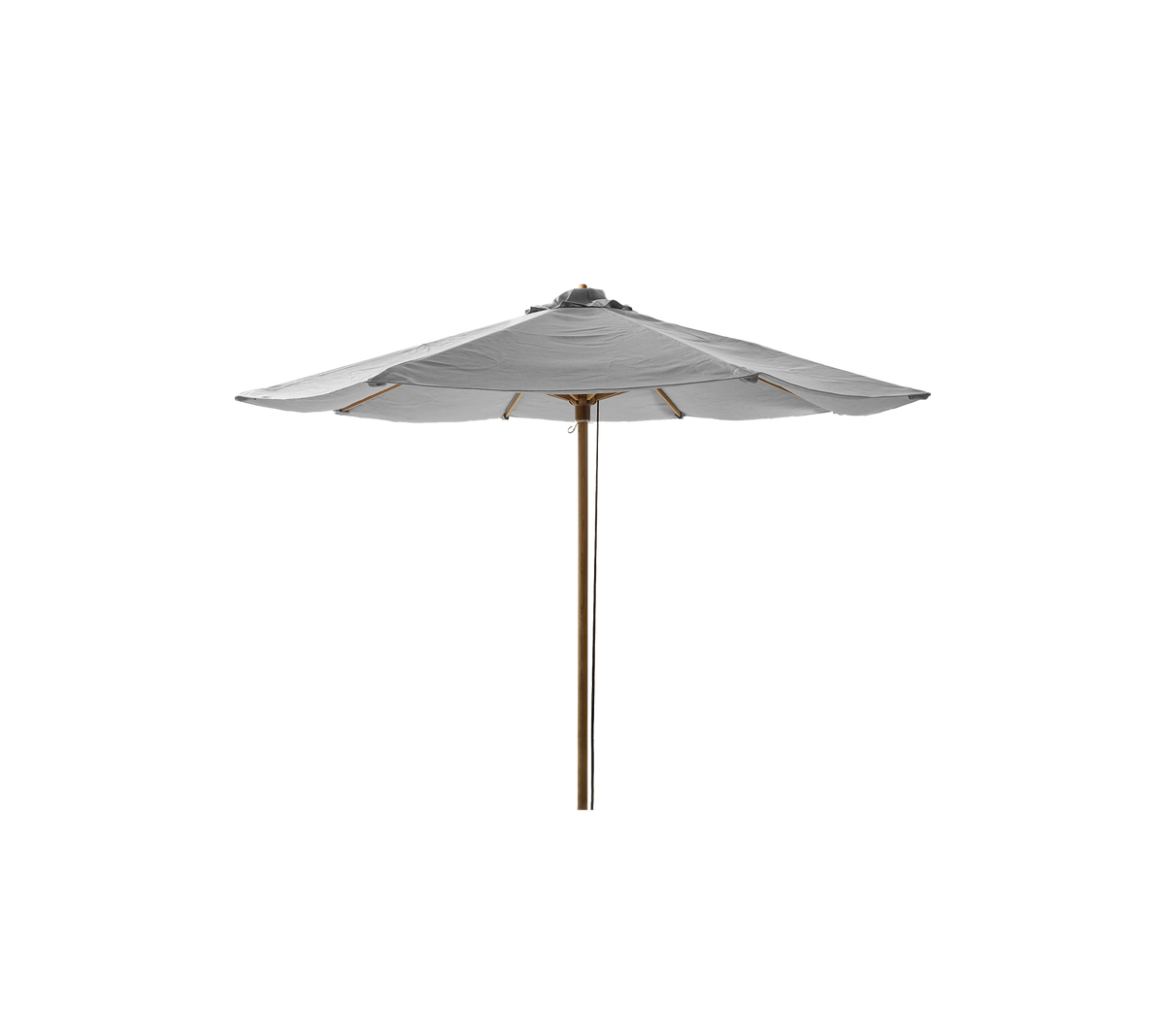 Sombrilla elegante con un poste resistente y un amplio dosel, diseñada para proporcionar sombra y realzar los espacios al aire libre.