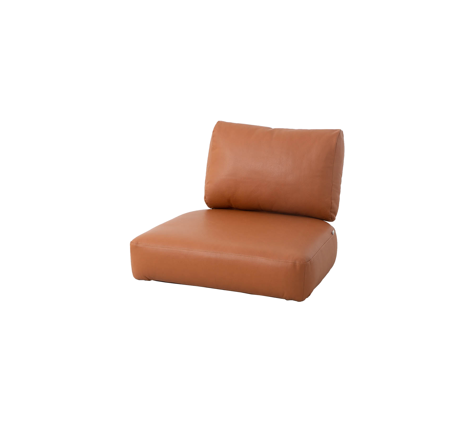 Cojín de cuero marrón con un respaldo de felpa, diseñado para la comodidad y el estilo. Ideal para arreglos modernos de asiento.