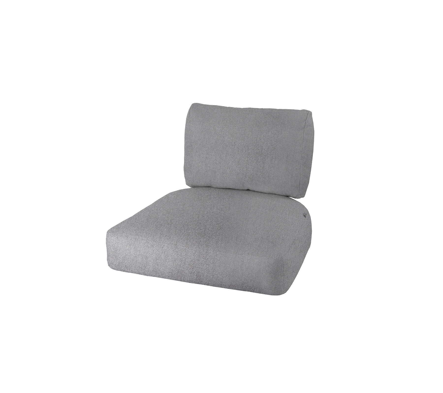 Cojín tapizado gris con un asiento grueso y un respaldo que brinda soporte, adecuado para arreglos de asiento cómodos.