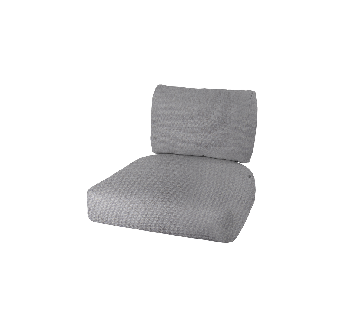 Cojín tapizado gris con un asiento grueso y un respaldo que brinda soporte, adecuado para arreglos de asiento cómodos.