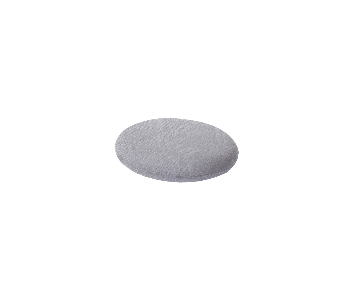 Un objeto gris, liso y de forma ovalada, que parece una almohadilla o un cojín suave, diseñado para diversas aplicaciones.