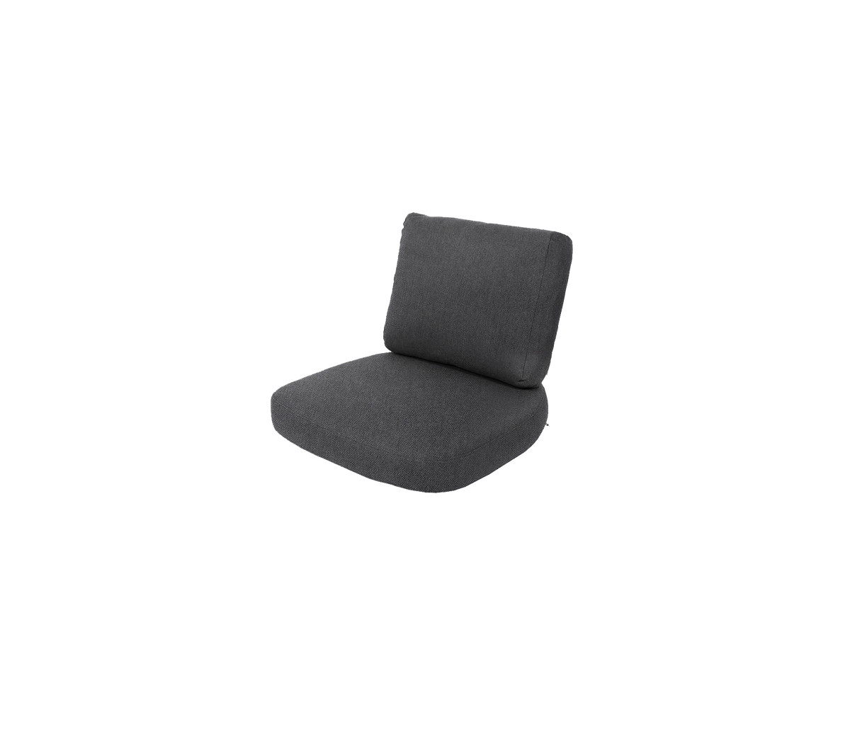 Cojín de silla gris oscuro con un respaldo y asiento cómodos, ideal para realzar las áreas de asientos.