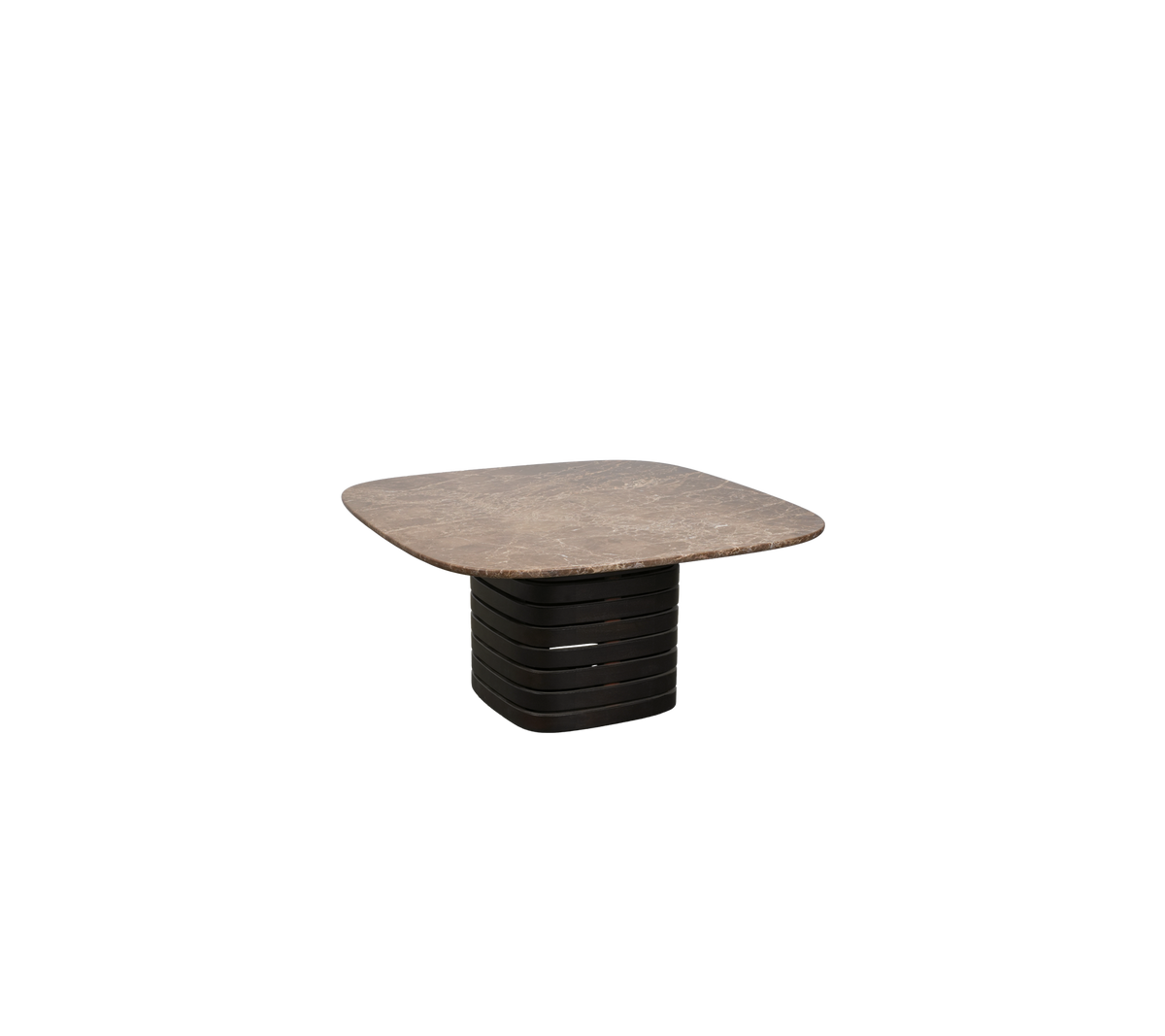 Mesa contemporánea de color marrón oscuro con un diseño único.