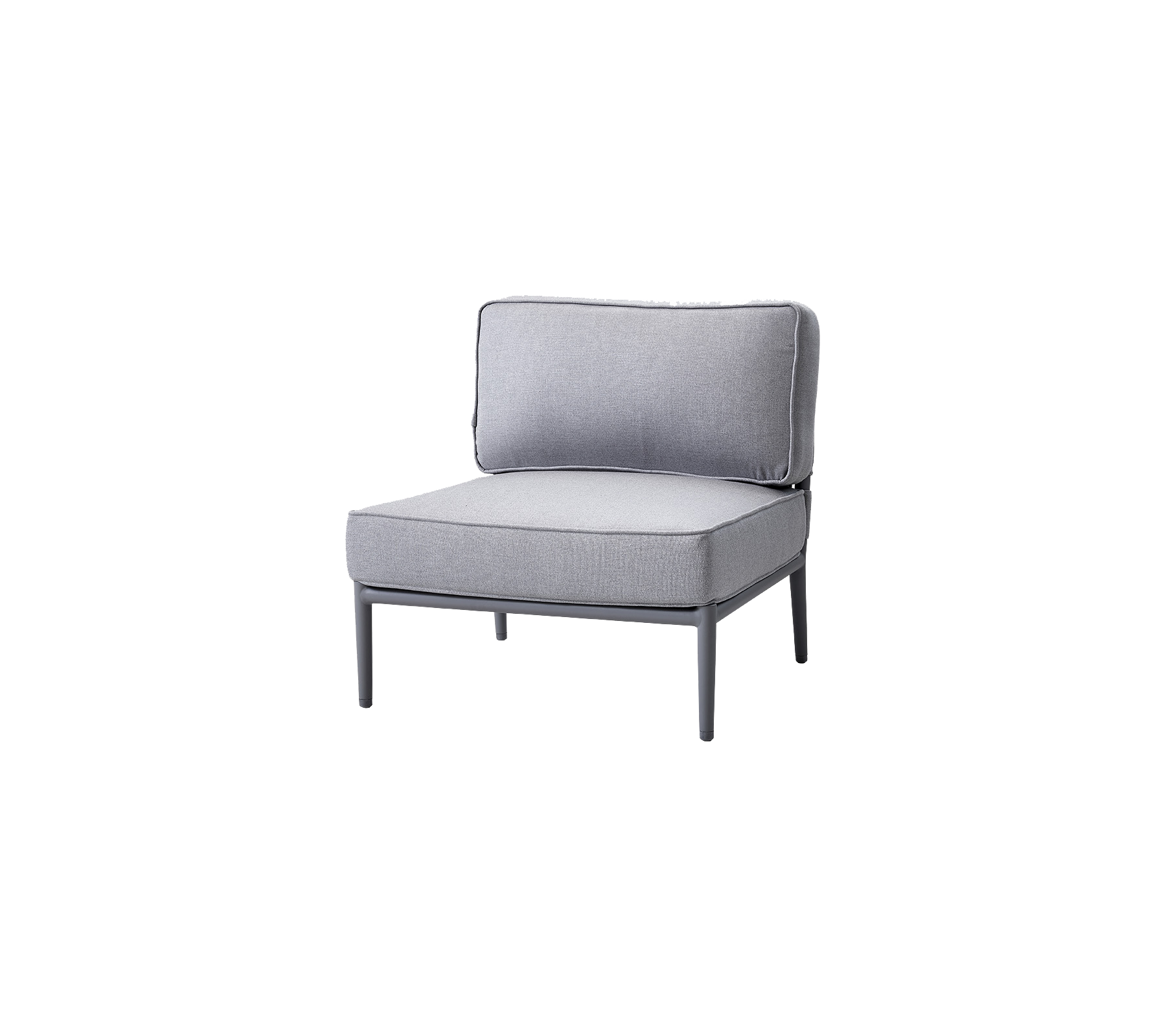 Silla gris elegante con un diseño sencillo, que cuenta con un asiento y respaldo acolchados para mayor comodidad. Ideal para arreglos de asientos modernos.