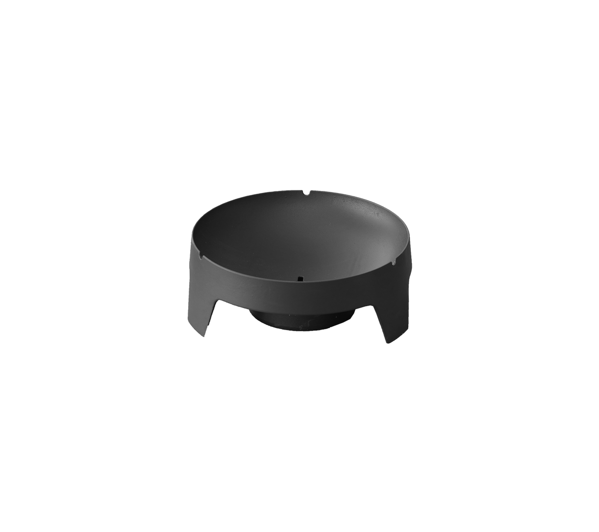 Base circular negra con estilo, con una superficie lisa y bordes dentados, diseñada para estabilidad y soporte.