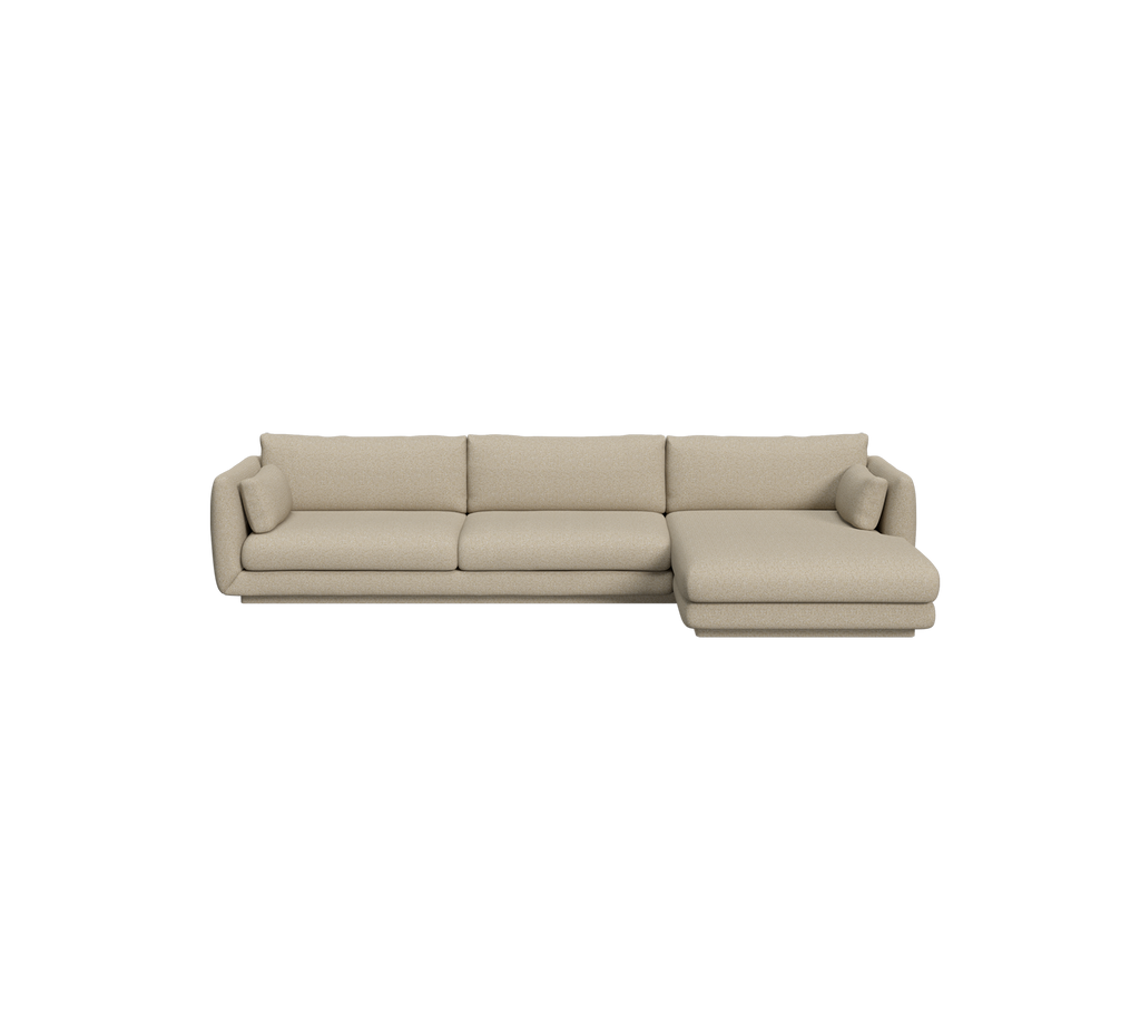 Sofá marrón moderno con un diseño de chaise longue.