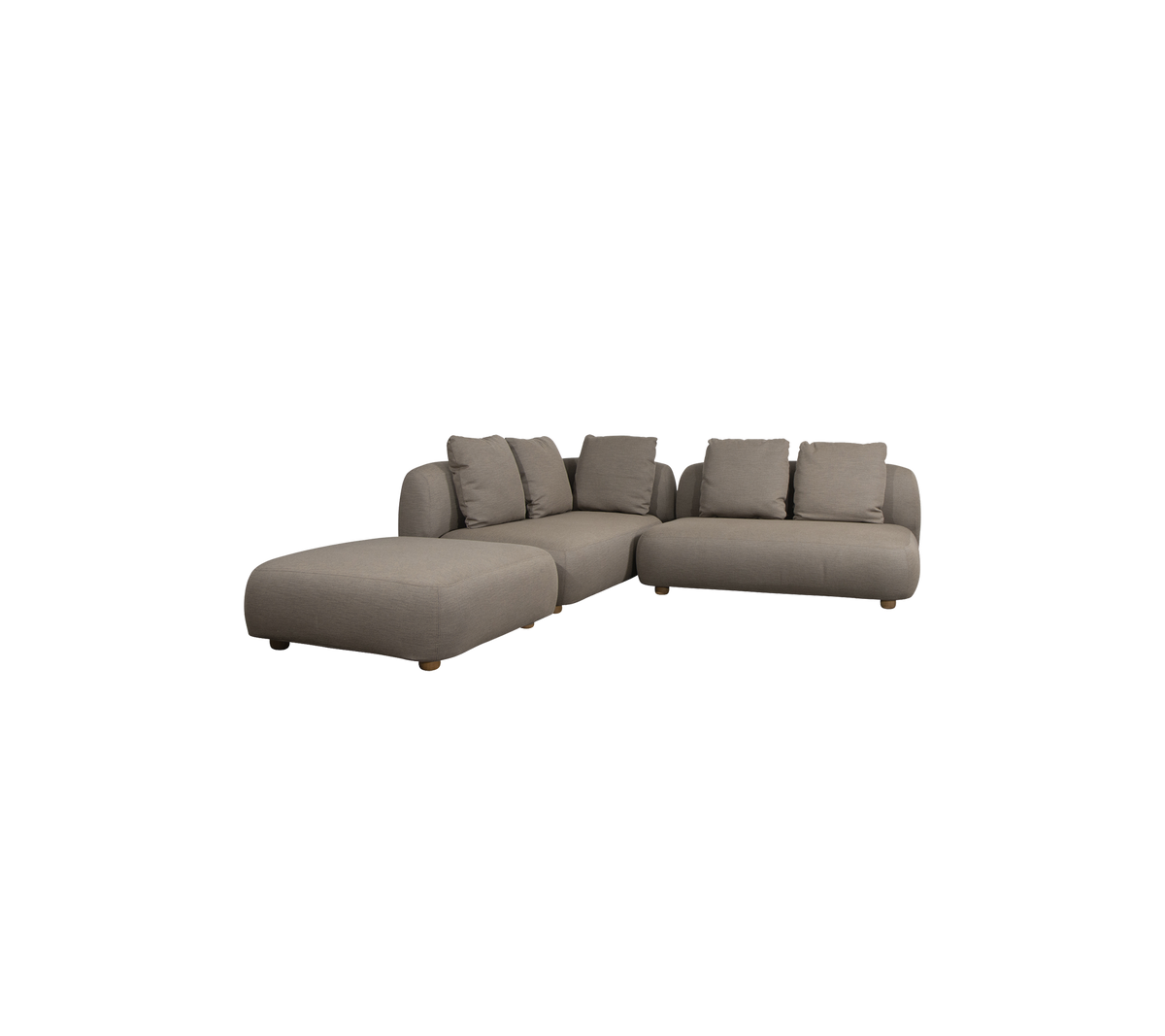 Sofá seccional moderno en tono marrón neutro con cojines suaves y un diseño espacioso para una cómoda sentada. Perfecto para relajarse.