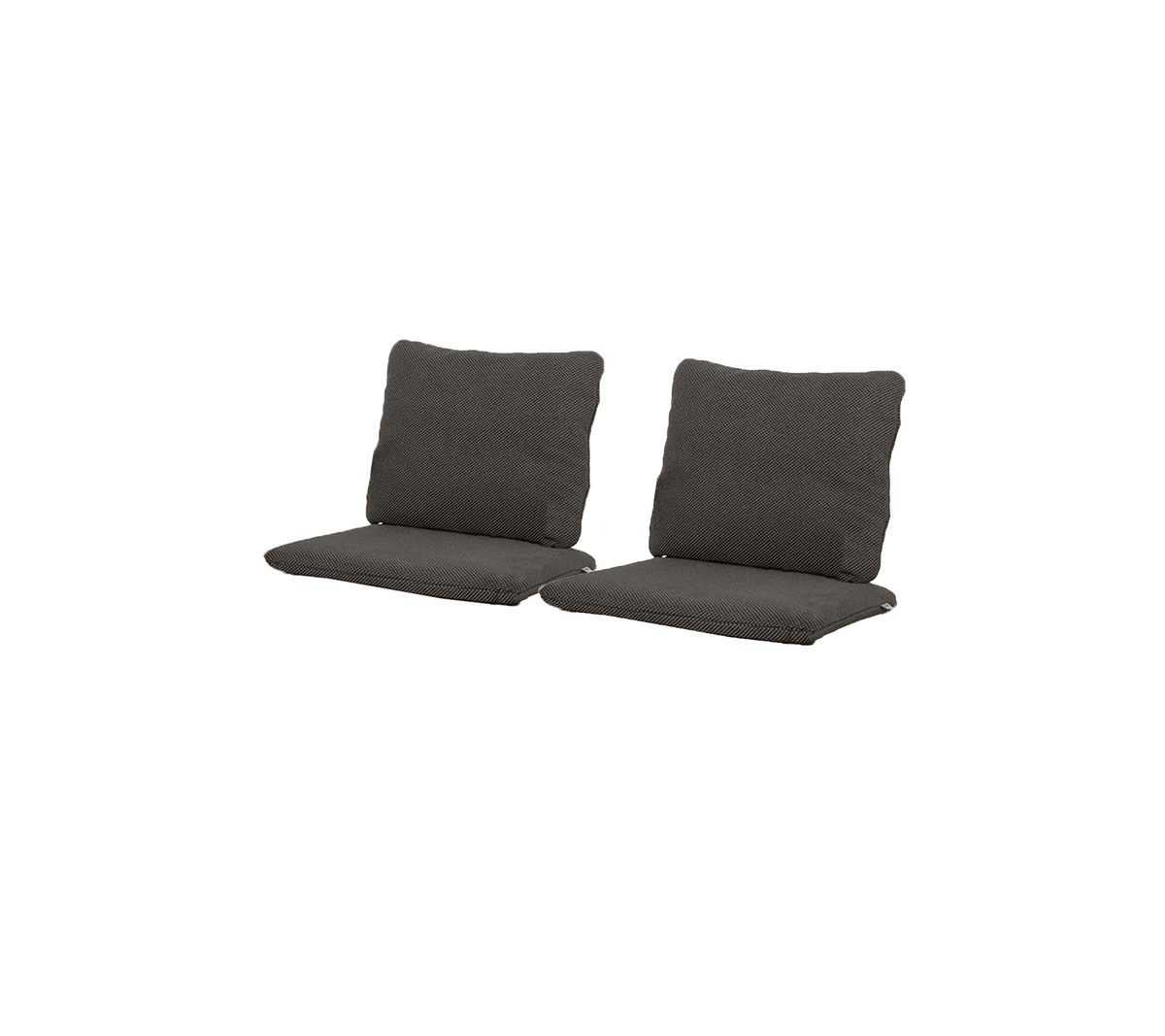 Dos cojines gris oscuro diseñados para sentarse, con respaldos y asientos suaves para mayor comodidad. Ideal para mejorar la relajación.
