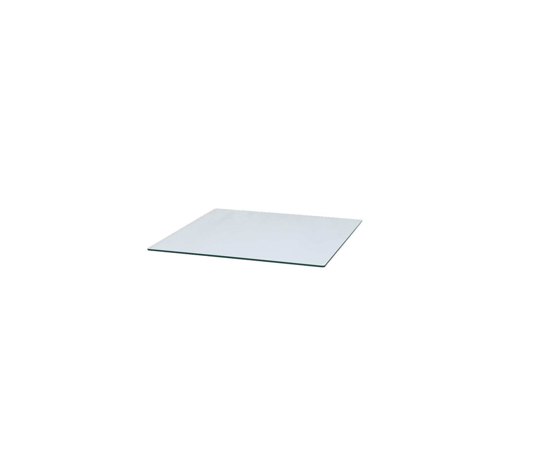 Panel de vidrio transparente, forma rectangular, adecuado para diversas aplicaciones como superficies de mesas o de exhibición.