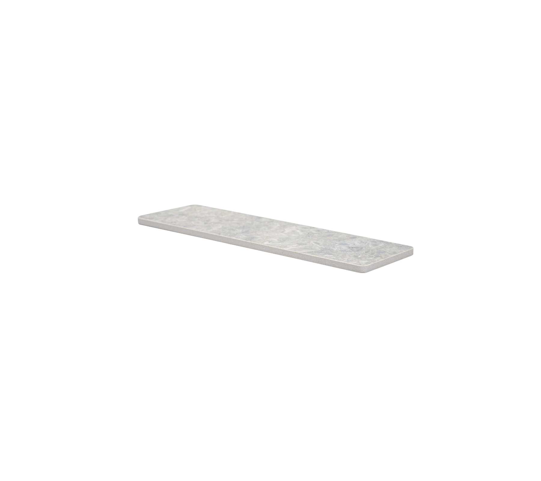 Una losa de encimera rectangular y elegante con una superficie lisa en un tono gris claro, ideal para diversas aplicaciones.