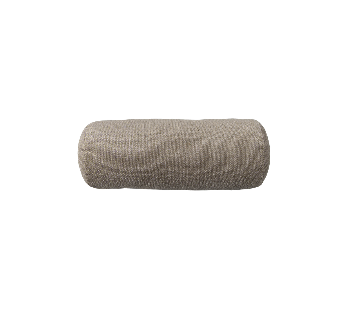 Cojín cilíndrico beige con una superficie texturizada, ideal para uso decorativo o funcional en diversos entornos.